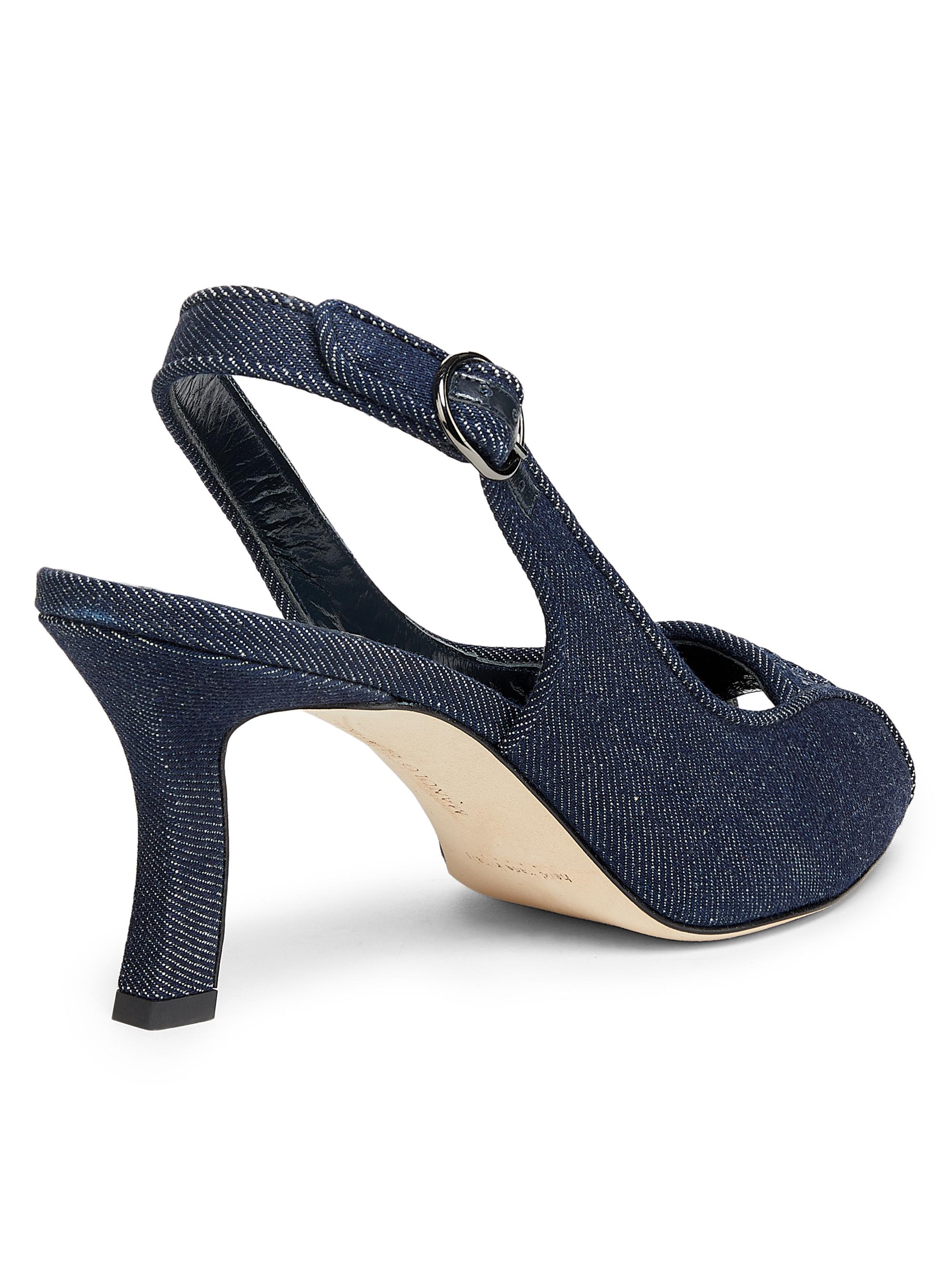 Manolo Blahnik Lonike Denim Slingback Pumps | Saks Fifth Avenue