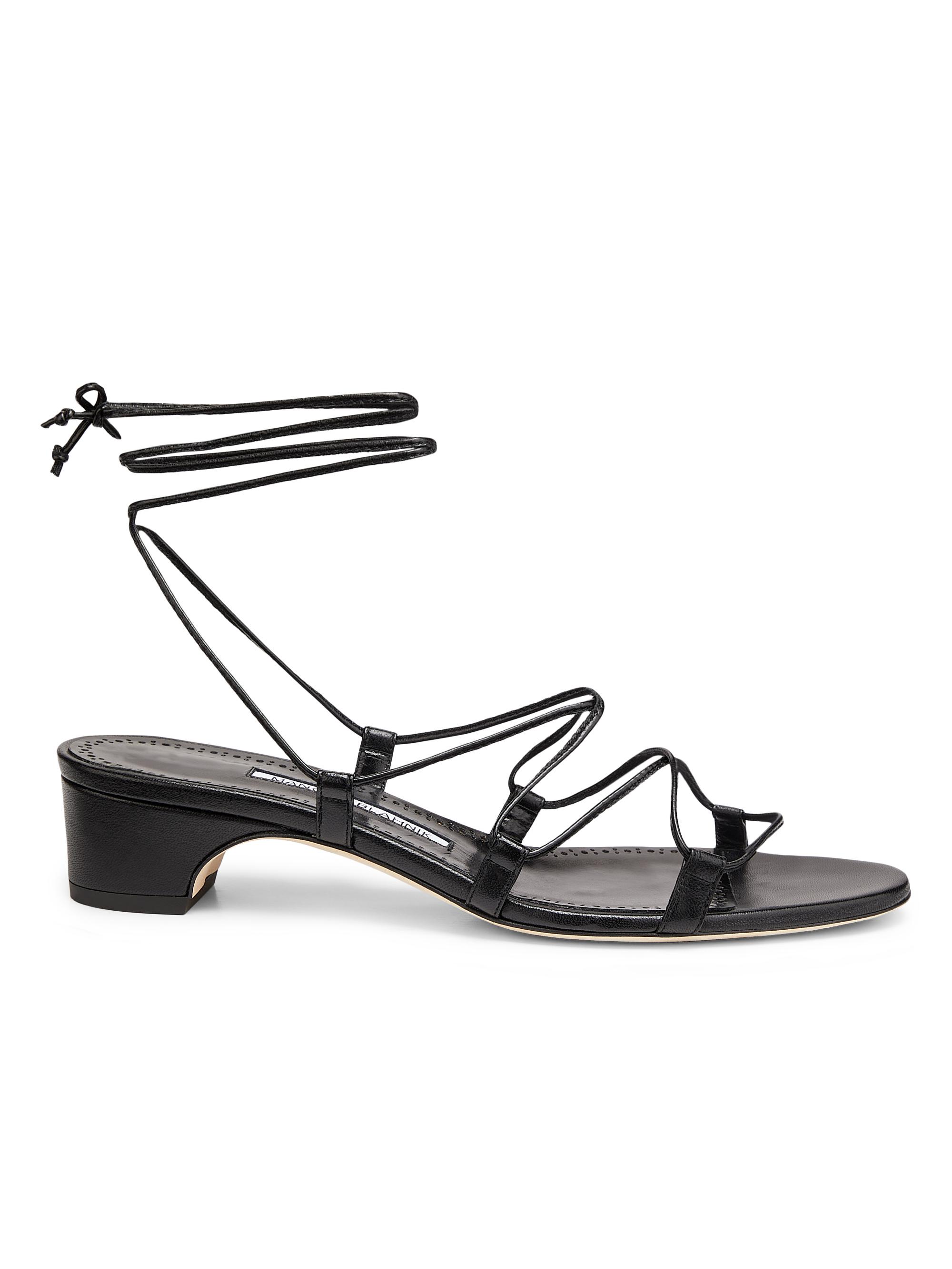 Manolo Blahnik Women's Strappy Leather Sandals - Black