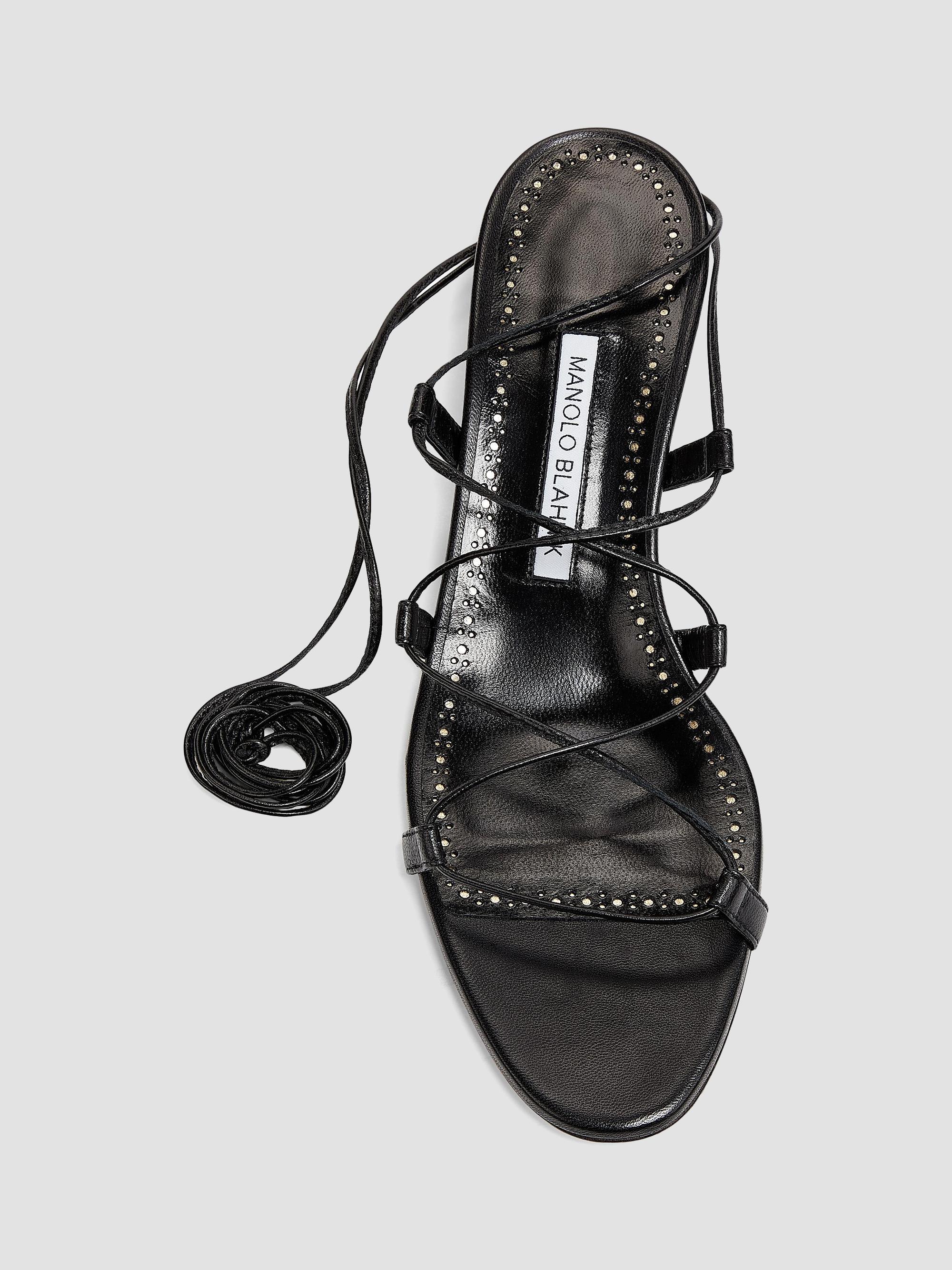 Manolo Blahnik Strappy Leather Sandals | Saks Fifth Avenue
