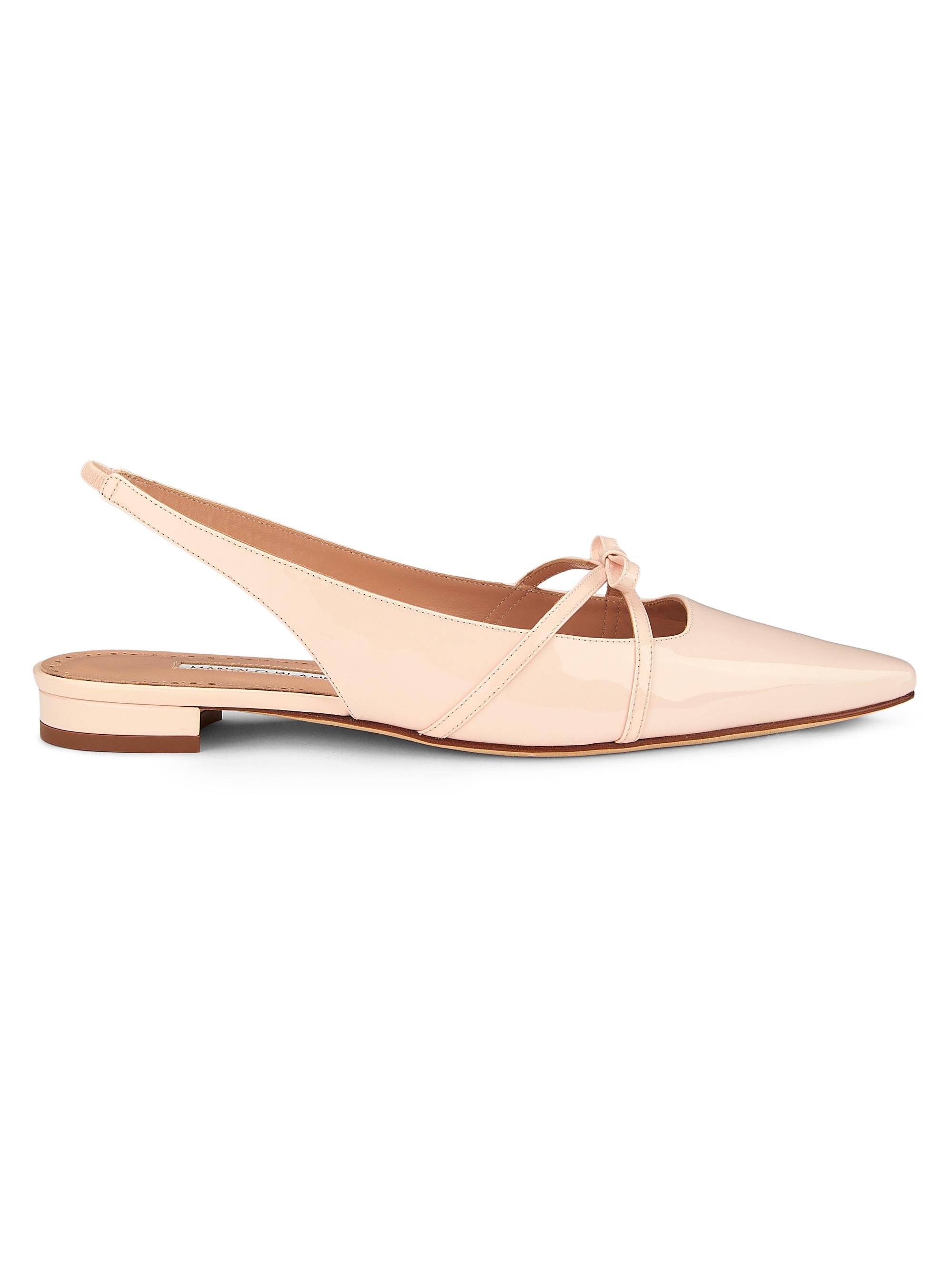 Manolo Blahnik Women's Dariasli Patent Leather Slingback Flats - Light Pink