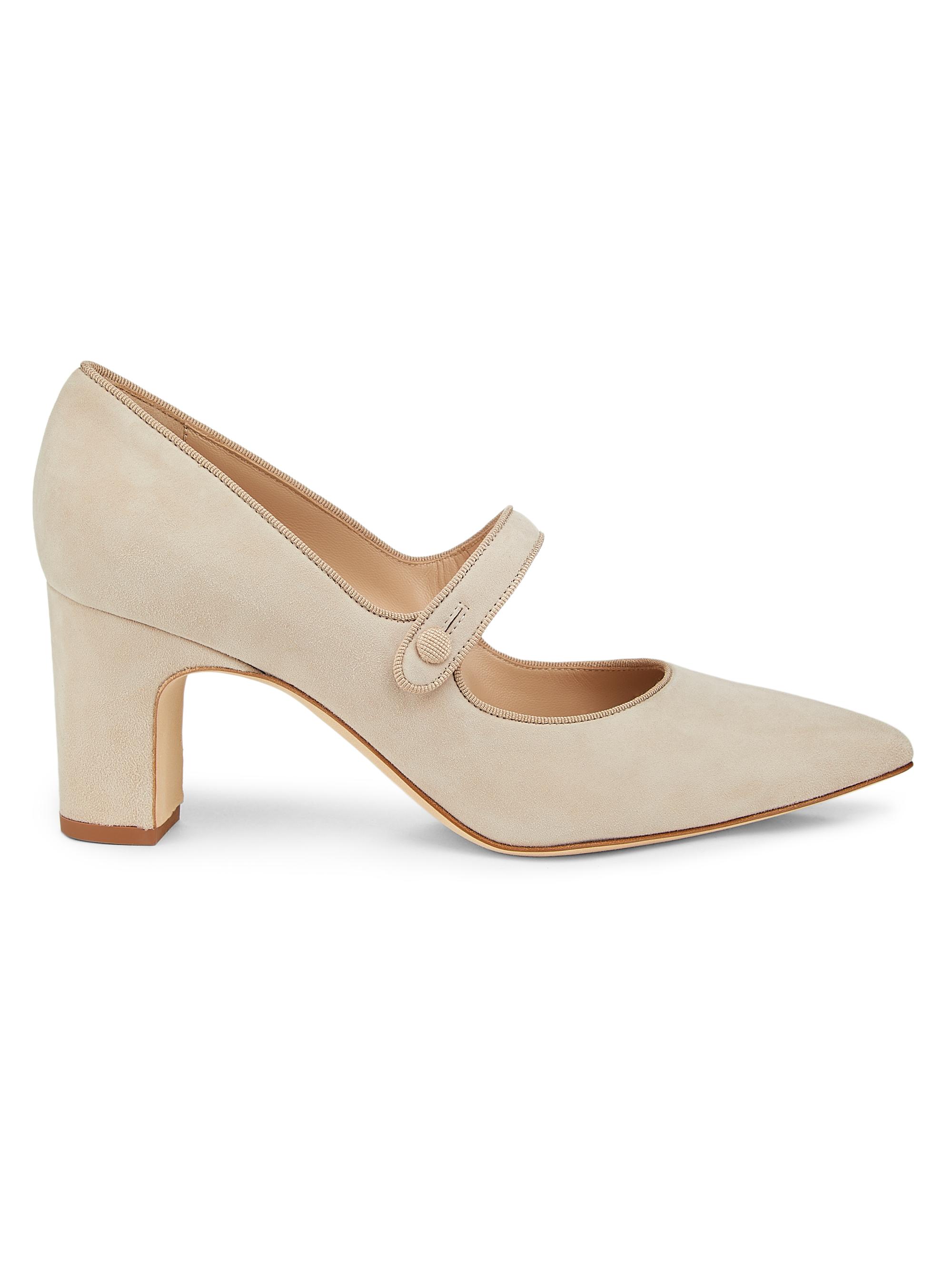 Manolo Blahnik Campariba Suede Block-Heel Pumps | Saks Fifth Avenue