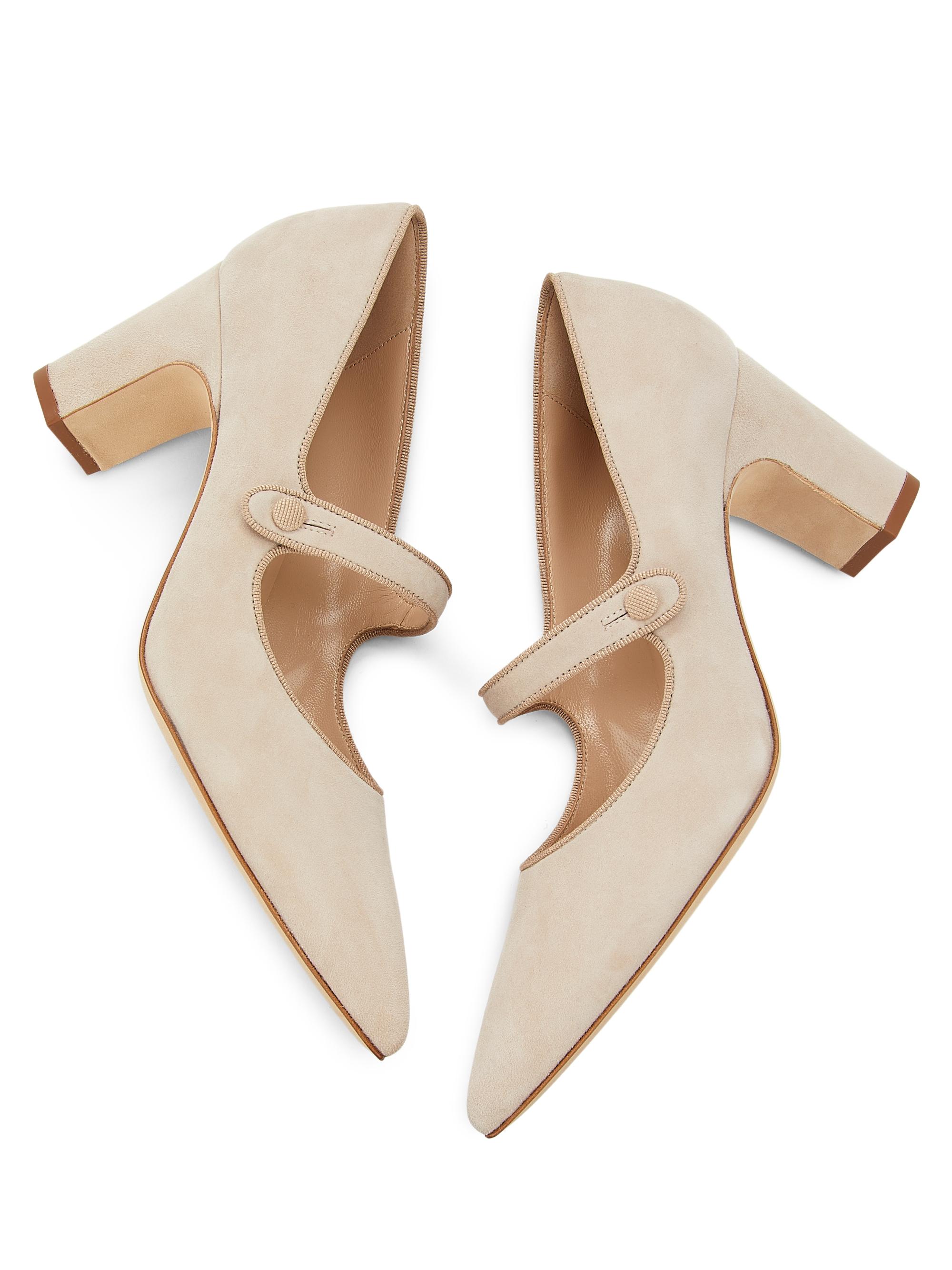 Manolo Blahnik Campariba Suede Block-Heel Pumps | Saks Fifth Avenue