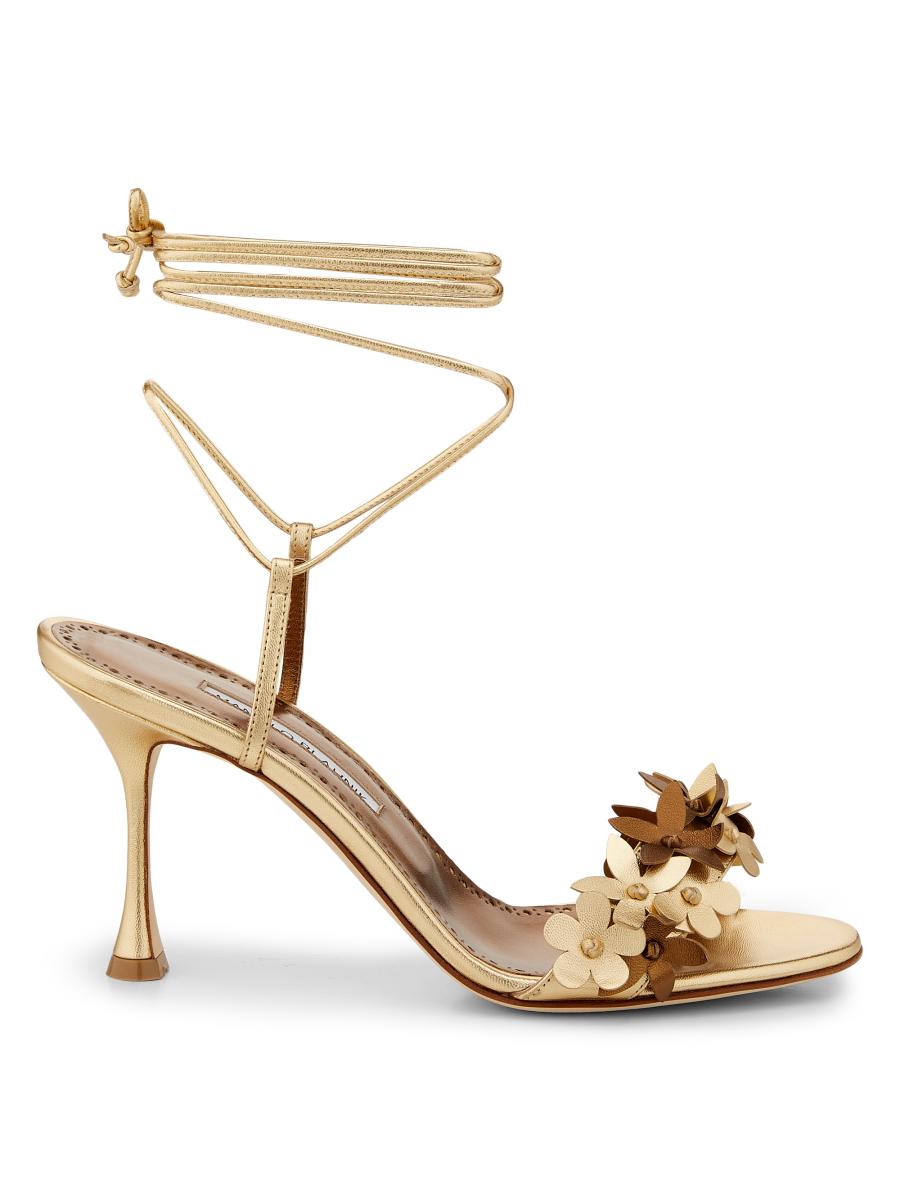 Sandales Manolo Blahnik - Taille 42 - Cuir Camel & Quincaillerie Or - Neuves Avec Pochette