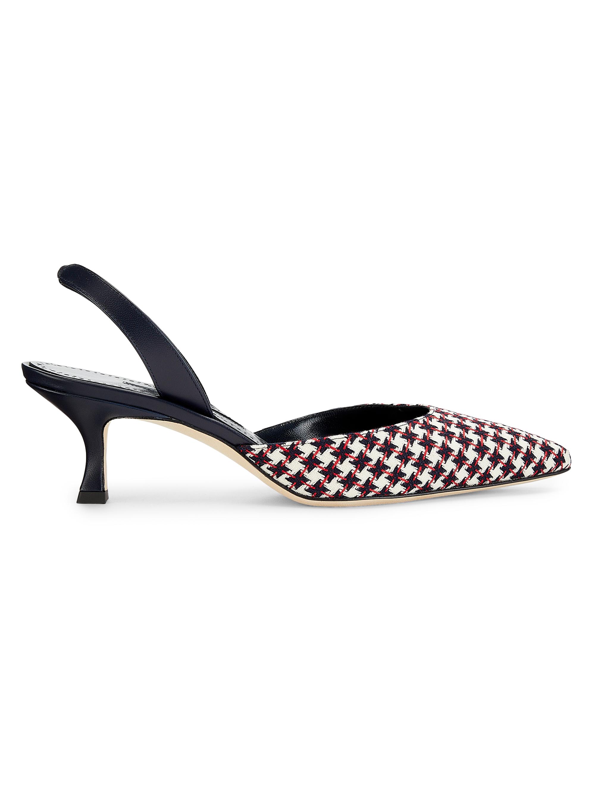 Manolo Blahnik Women's Carolyne Tweed Slingback Pumps - Black White