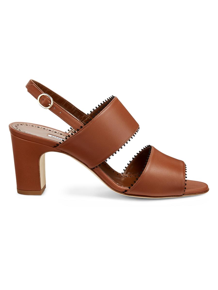 Manolo Blahnik Persio 70MM Leather Sandals | Saks Fifth Avenue