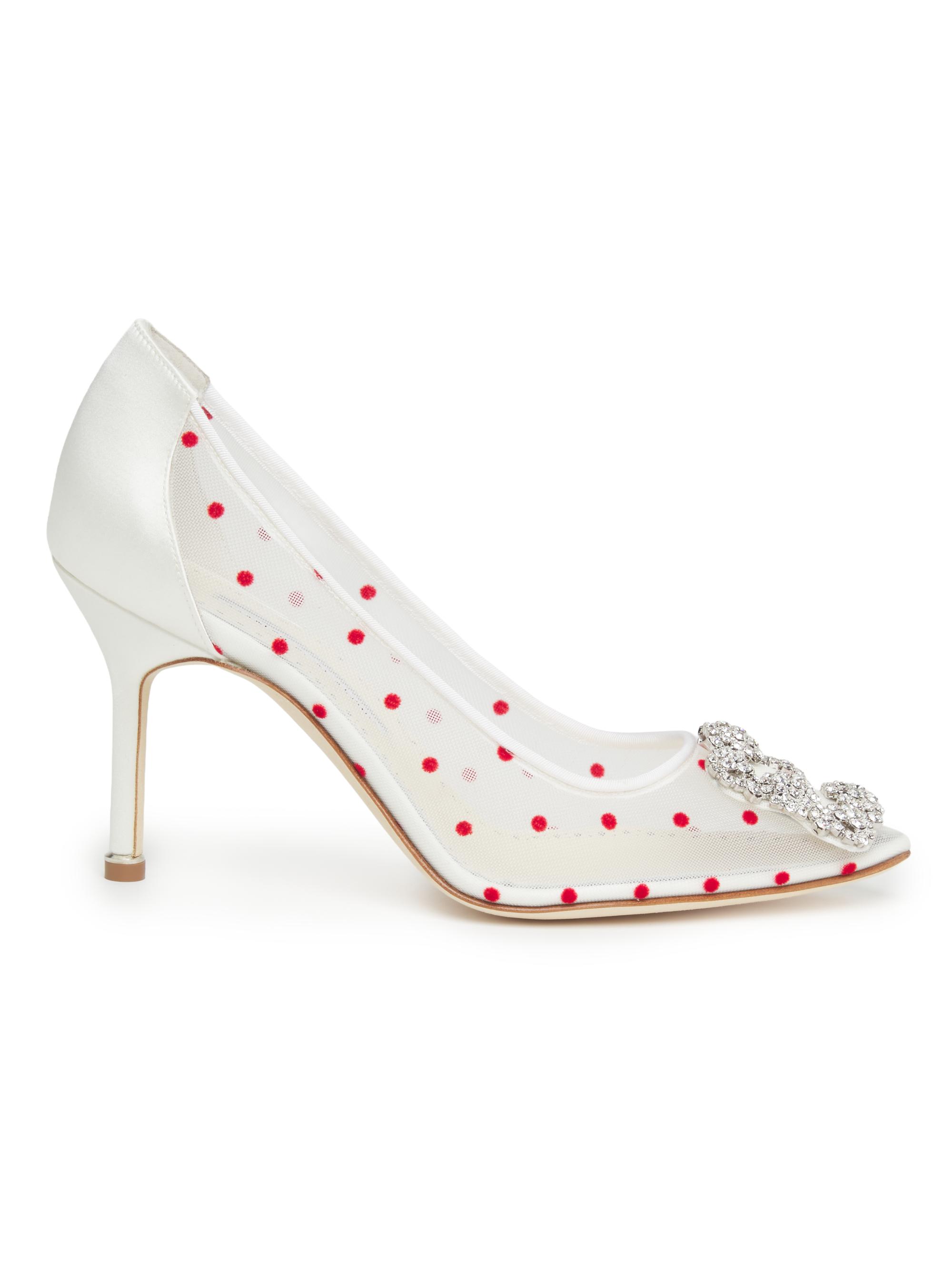 Manolo Blahnik Women's Hangisi 0MM Embellished Polka Dot Pumps - Light Cream
