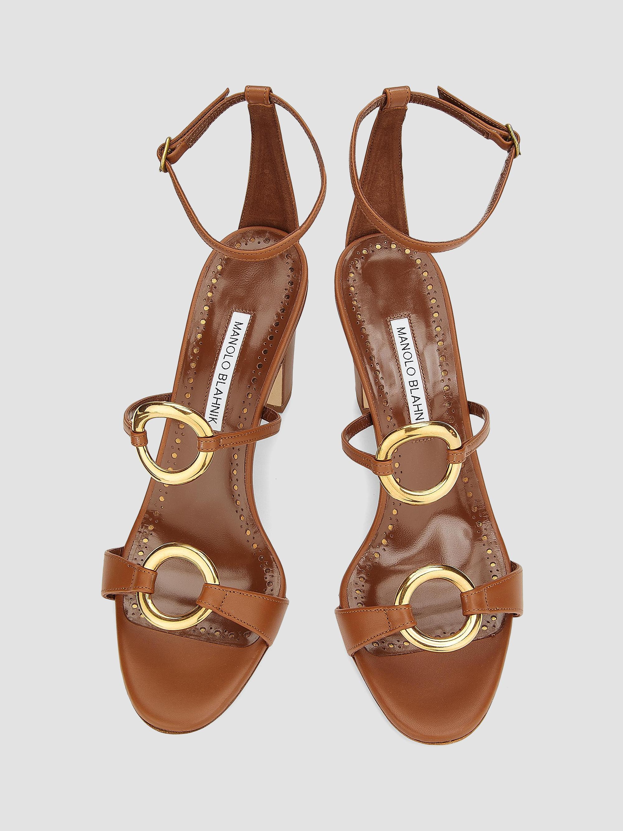Manolo Blahnik Hisfahan Leather Block-Heel Sandals | Saks  display picture 1