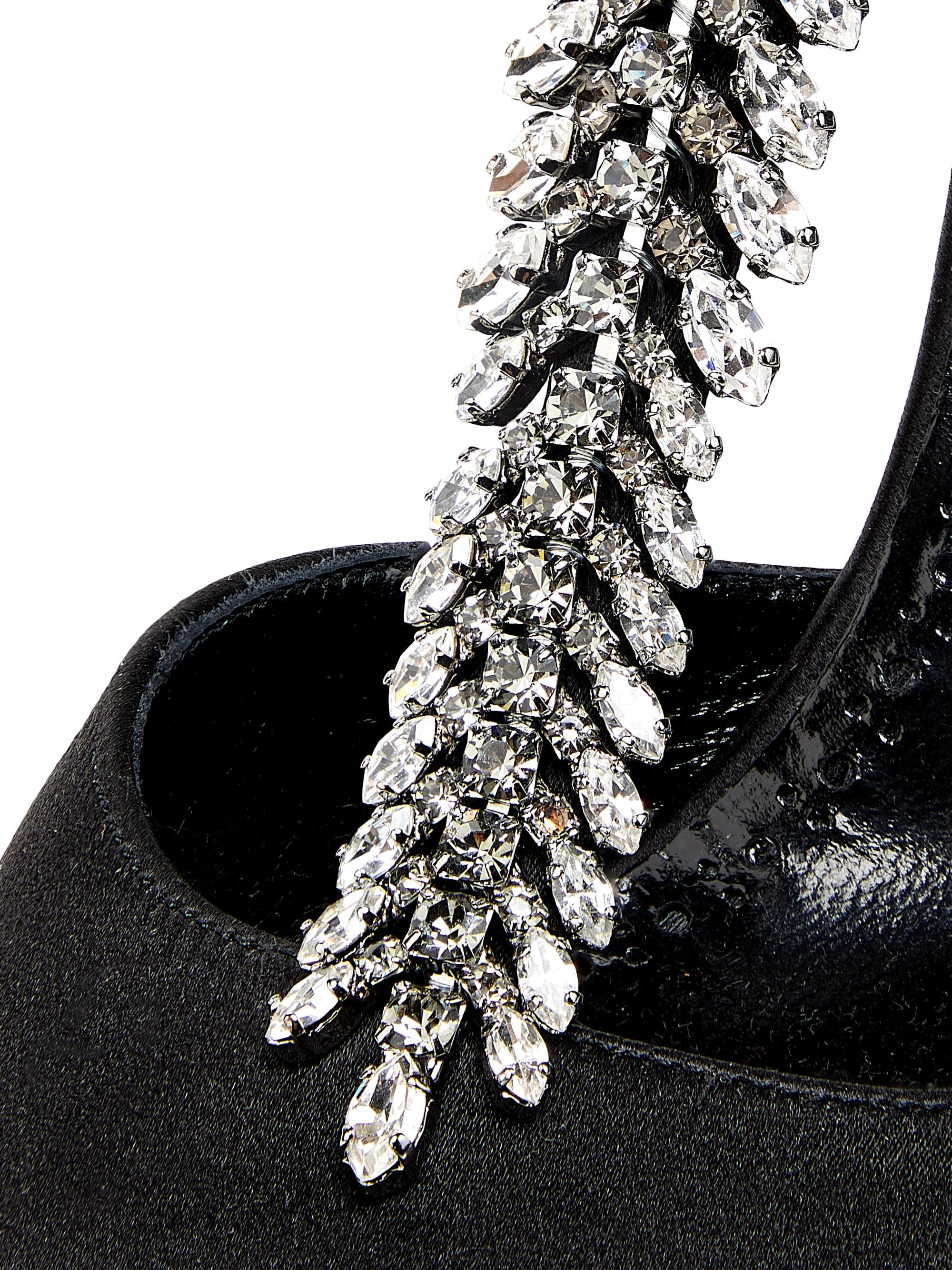 Manolo Blahnik Sufik Satin Embellished T-Strap Pumps | Saks Fifth