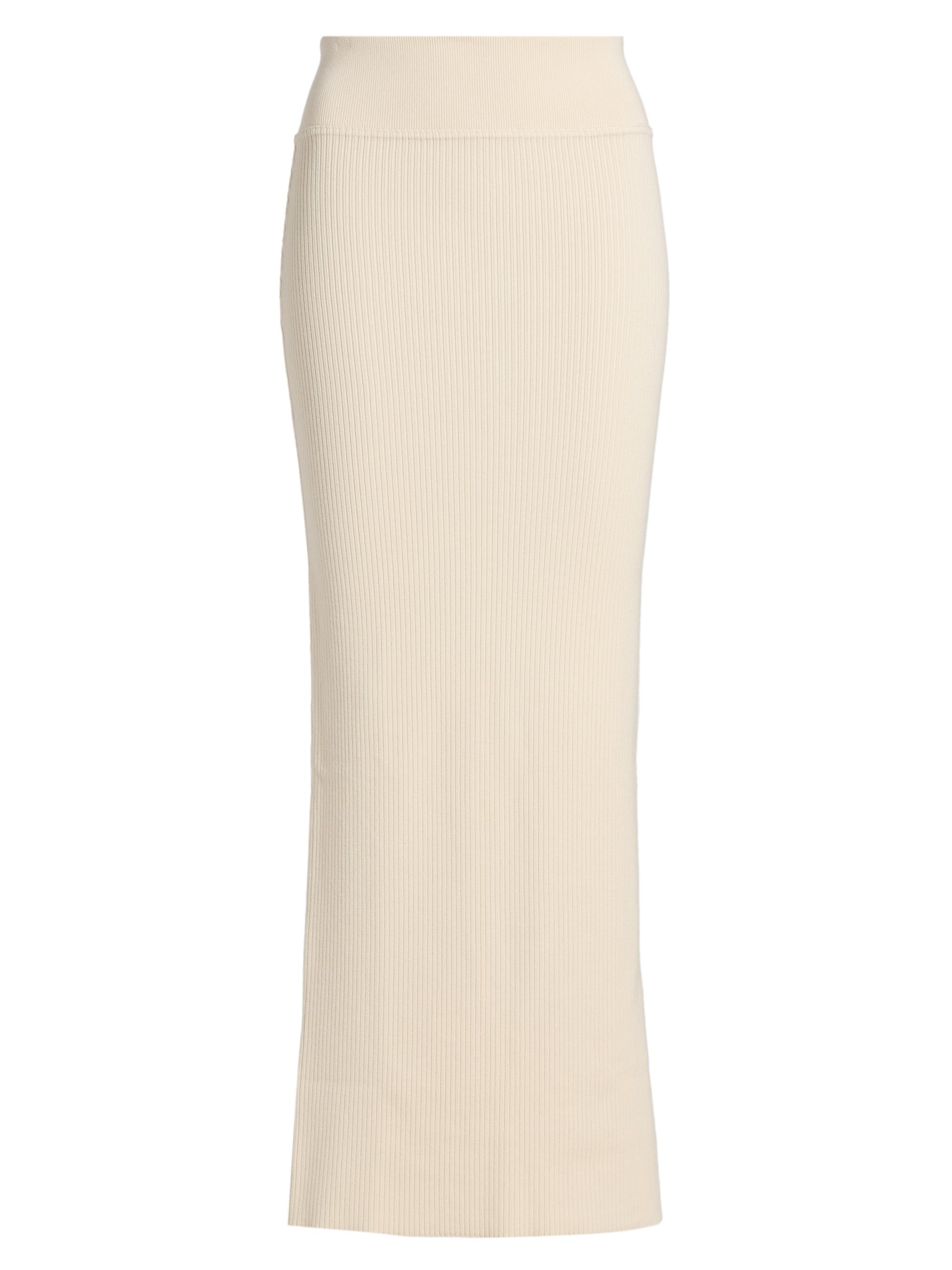 WARDROBE.NYC Women's Cotton Knit Column Maxi Skirt - Cream