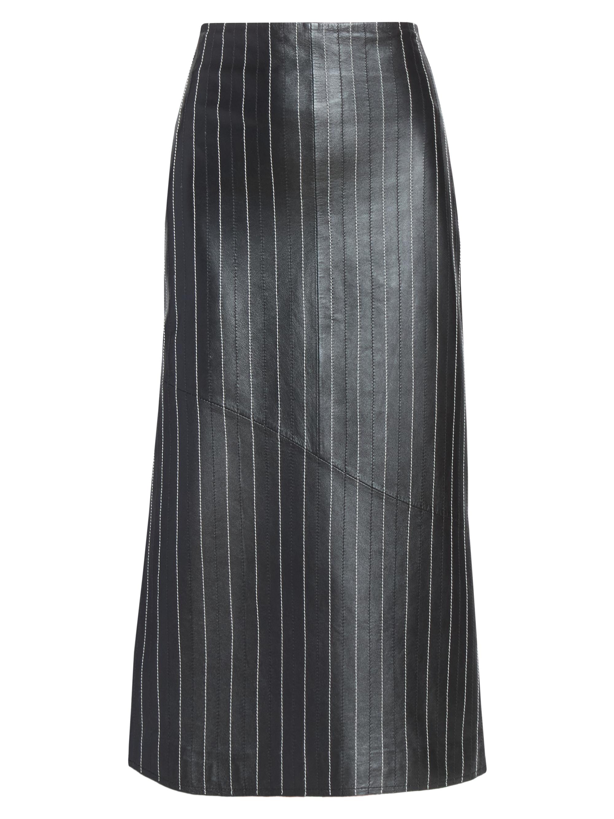 Victoria Beckham Women's Contrast Topstitch Kick-Detail Midi-Skirt - Black