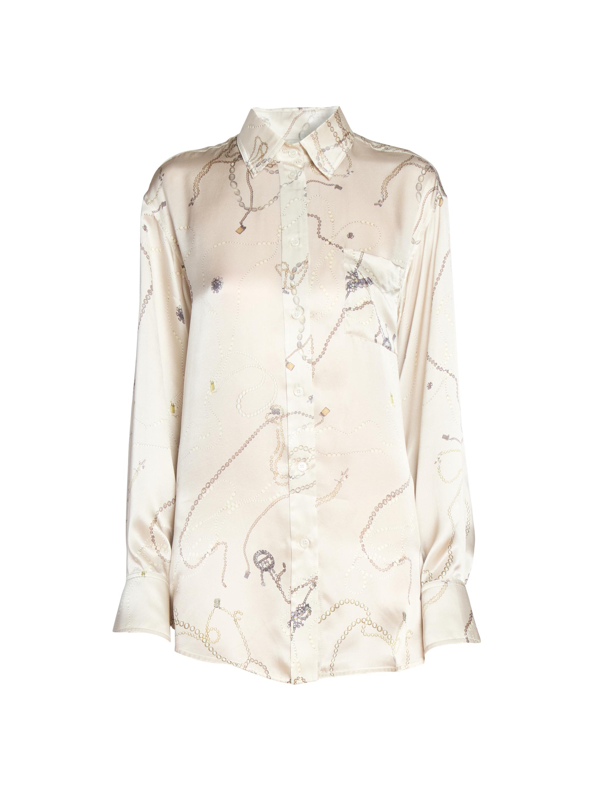Victoria Beckham Women's Printed Silk-Satin Pajama Shirt - Pumice