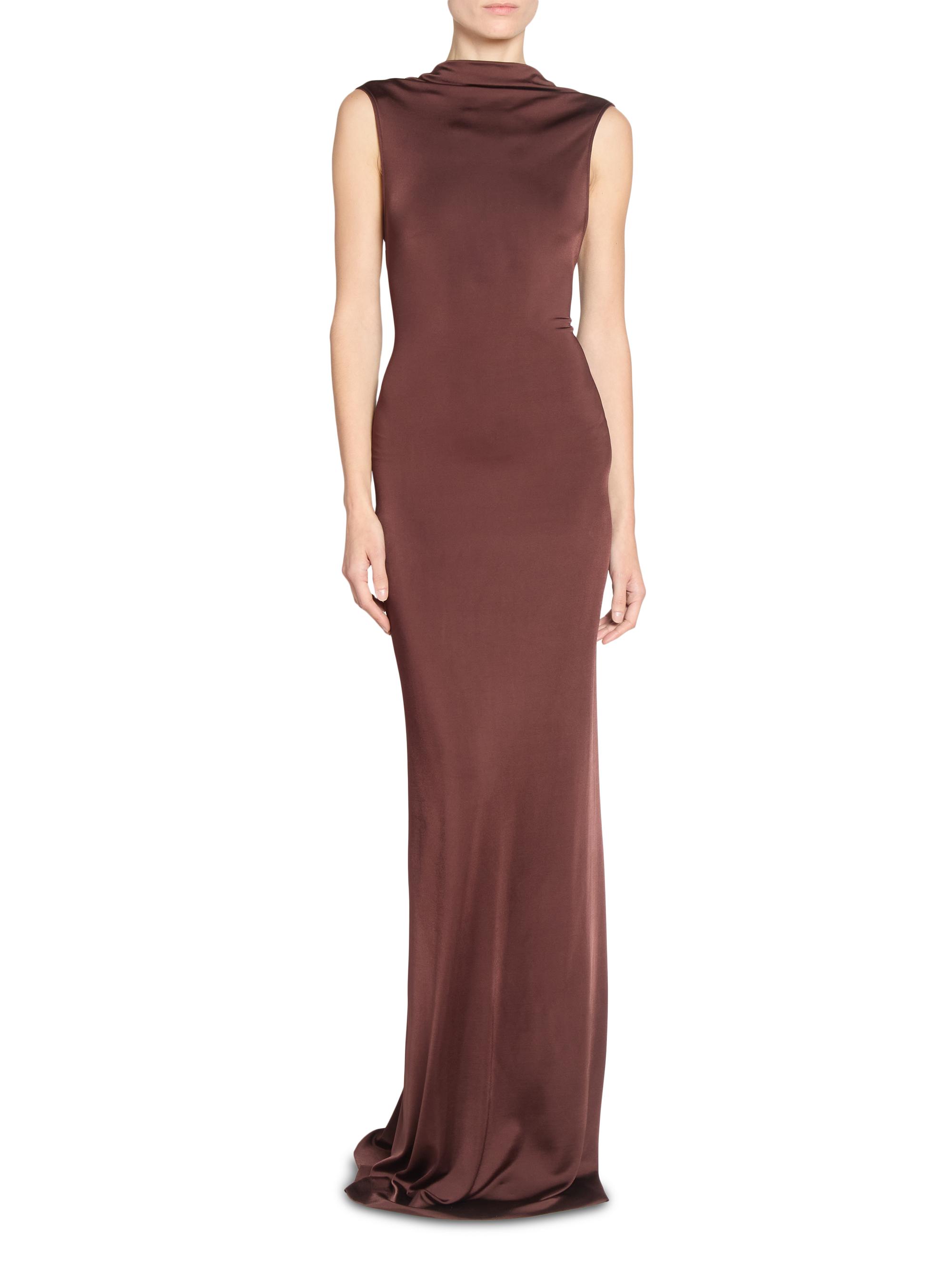 Victoria Beckham Stretch Satin Twist-Back Gown | Saks Fifth Avenue