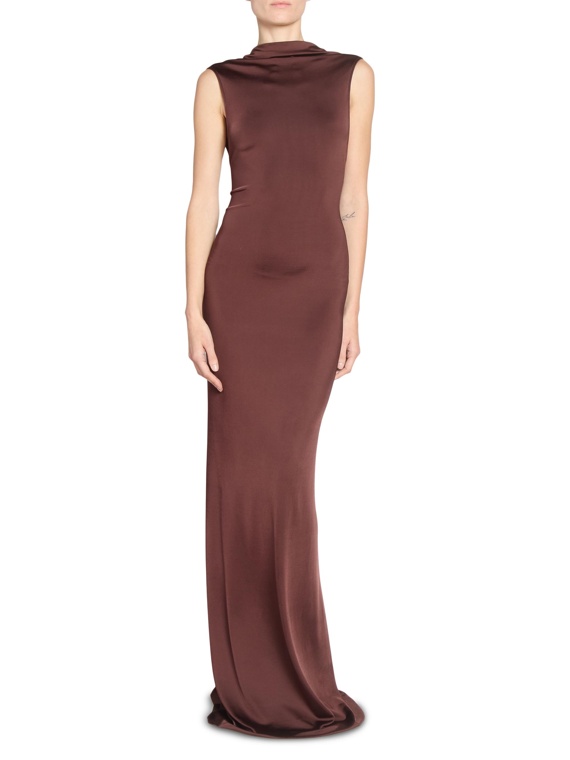 Victoria Beckham Stretch Satin Twist-Back Gown | Saks Fifth Avenue