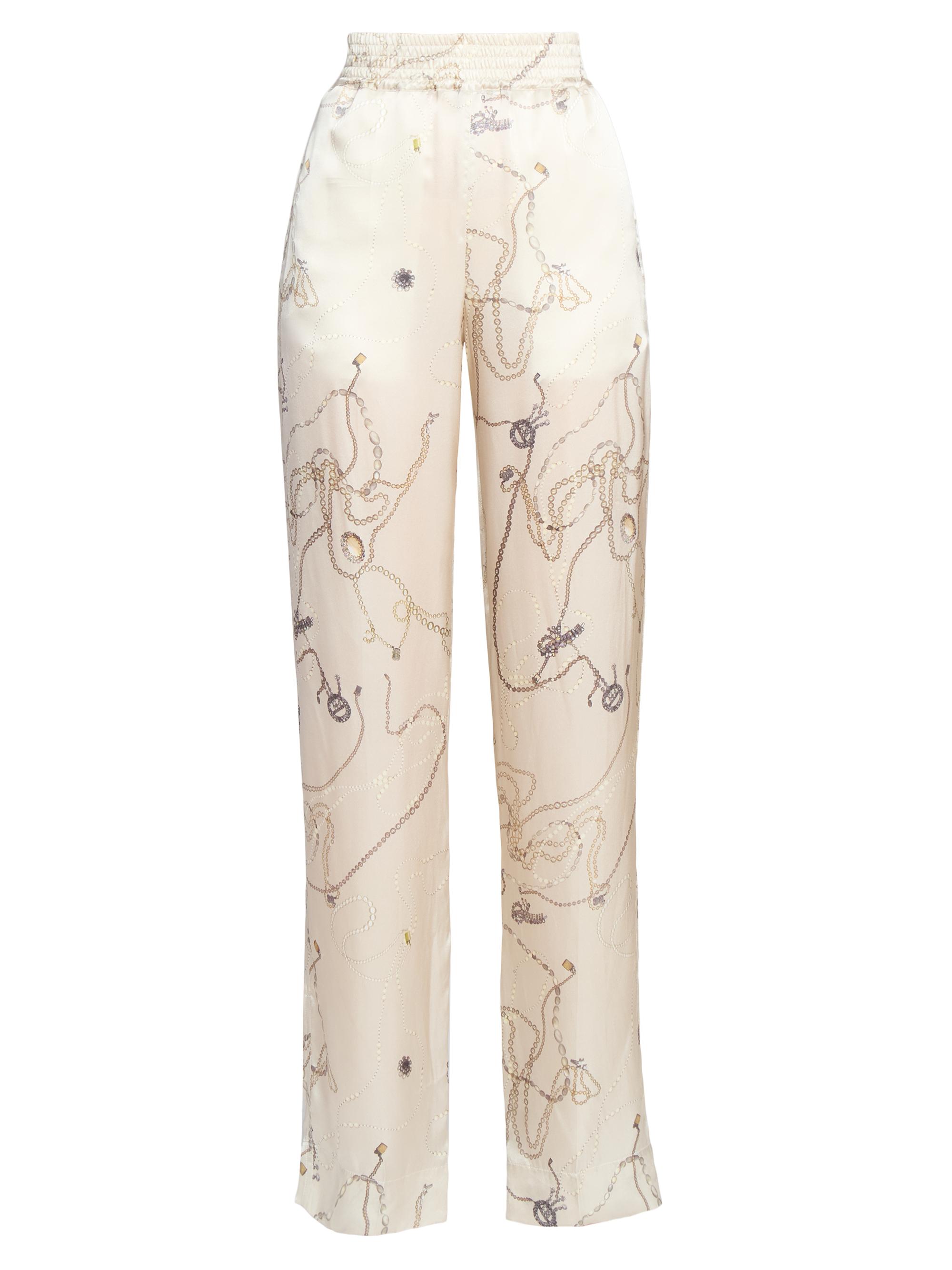 Victoria Beckham Women's Printed Silk-Satin Pajama Trousers - Pumice