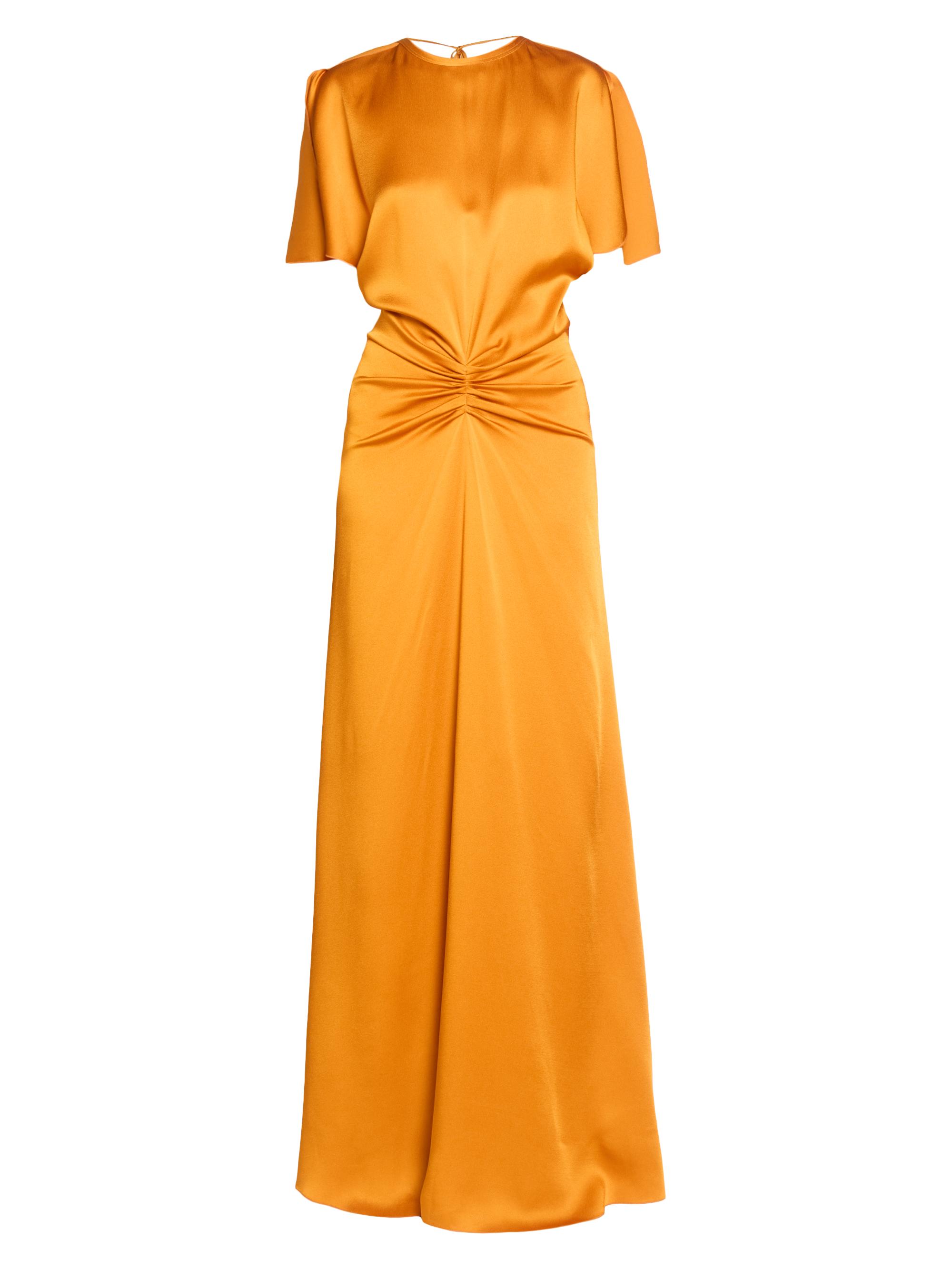 Victoria Beckham Women's Gathered Satin Maxi-Dress - Sunset Orange