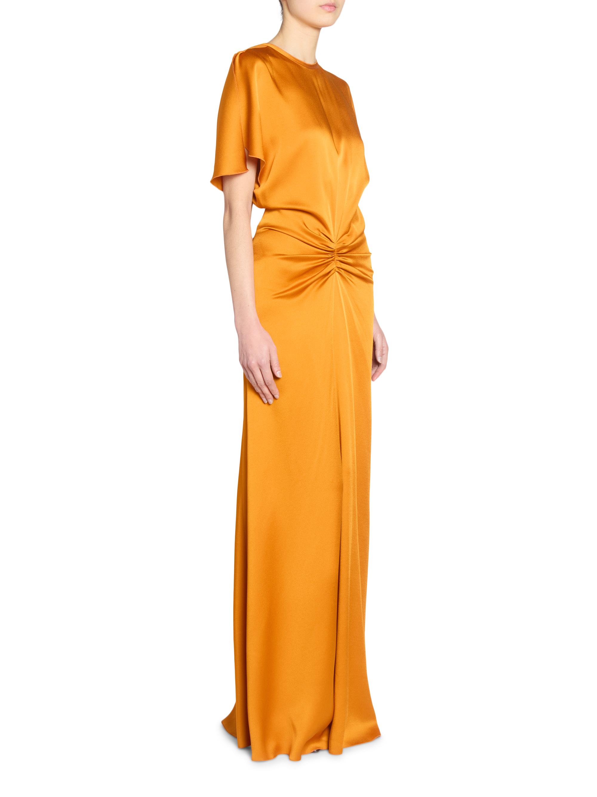 Victoria Beckham Gathered Satin Maxi-Dress | Saks Fifth Avenue