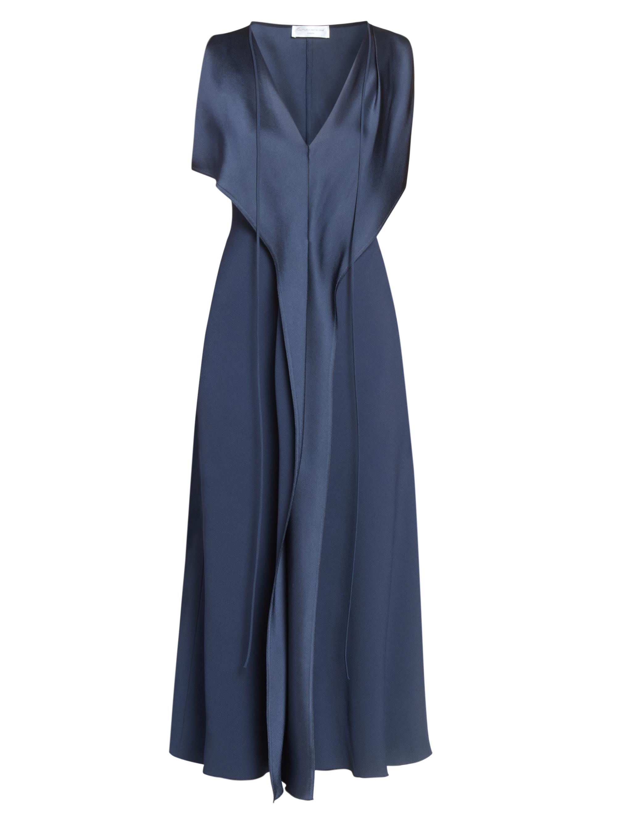 Victoria Beckham Women's Draped Satin Sleeveless Midi-Dress - Midnight