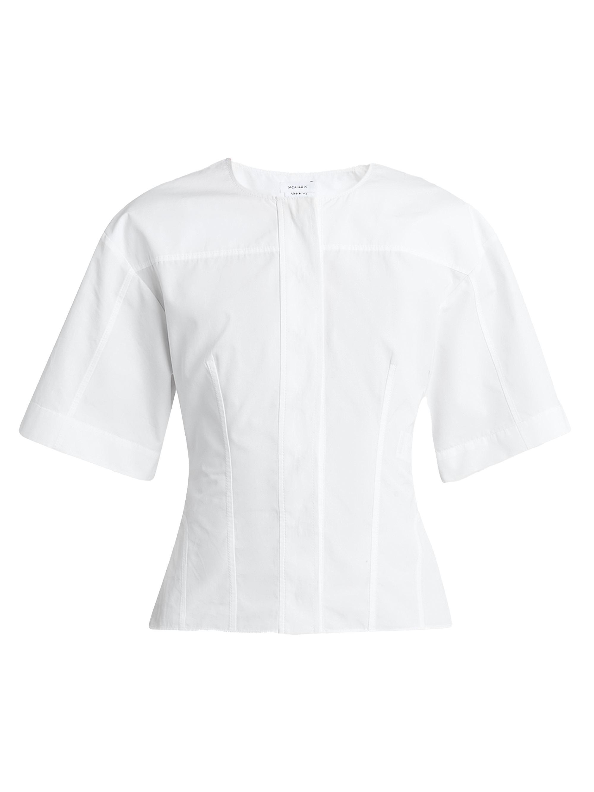 McQueen Women's Cotton Poplin Corset Blouse - White