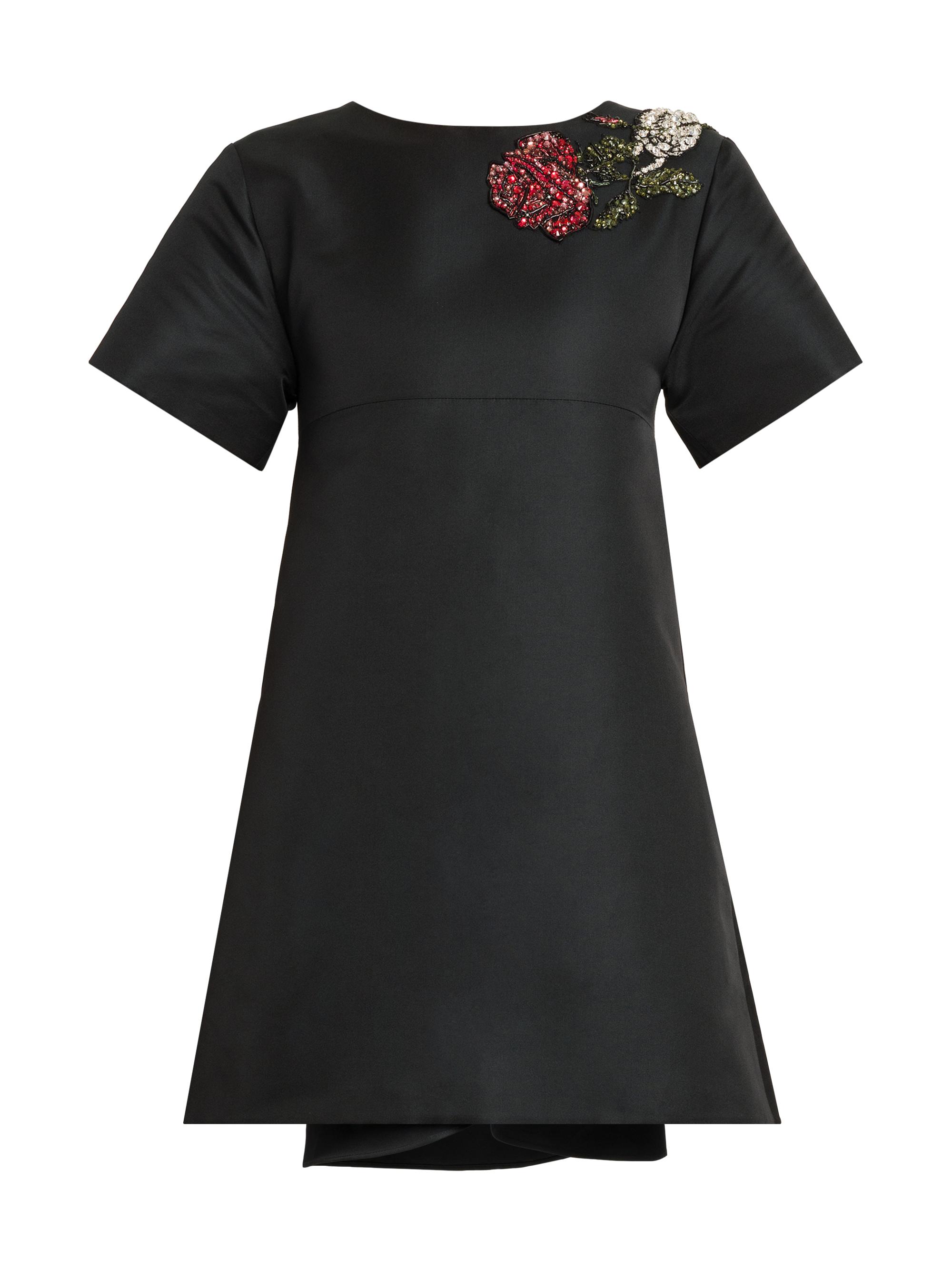 McQueen Women's Day Shoulder-Embellished Silk-Blend Minidress - Black