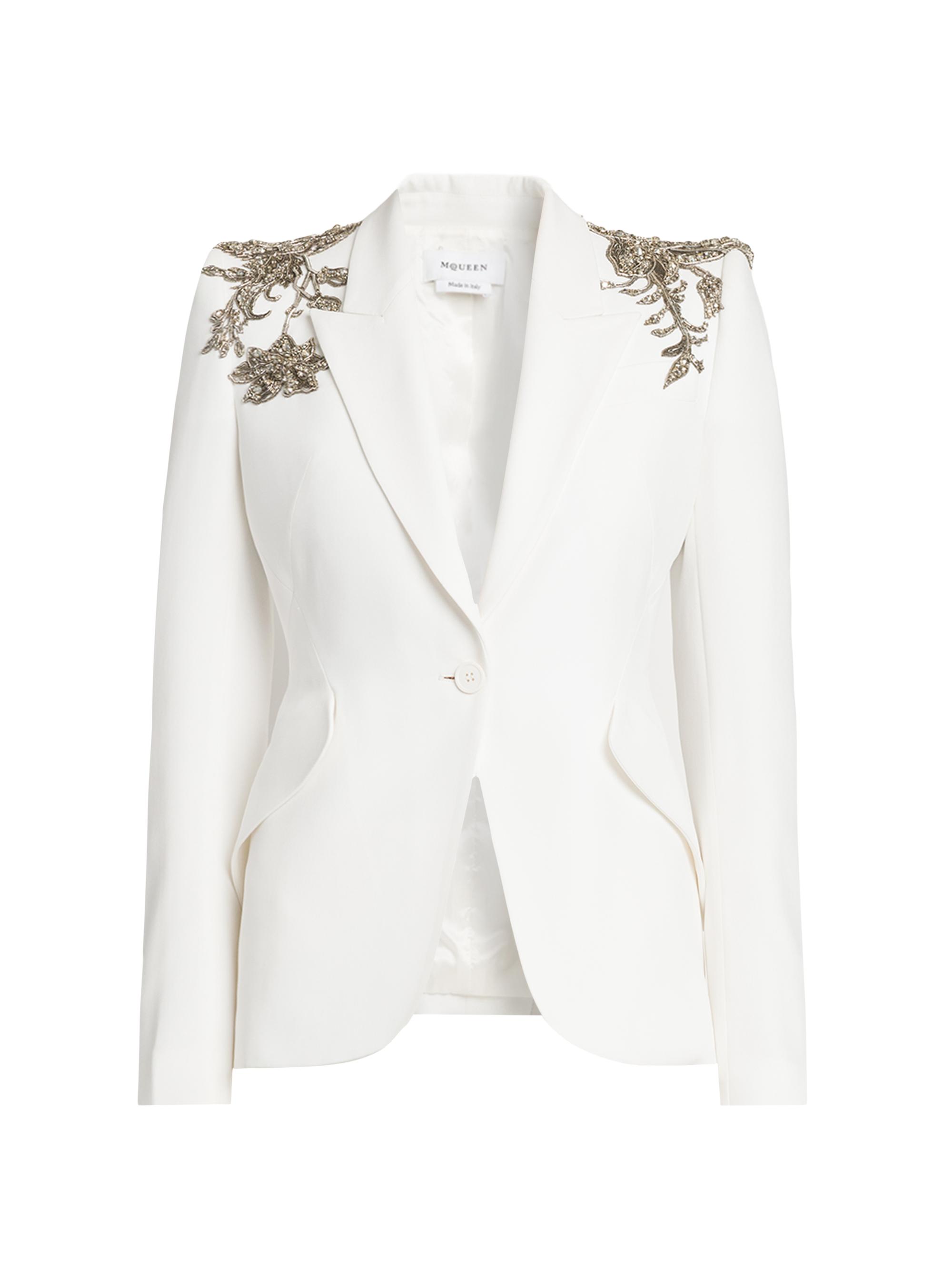 McQueen Women's Shoulder-Embellished Peak Lapel Jacket - Light