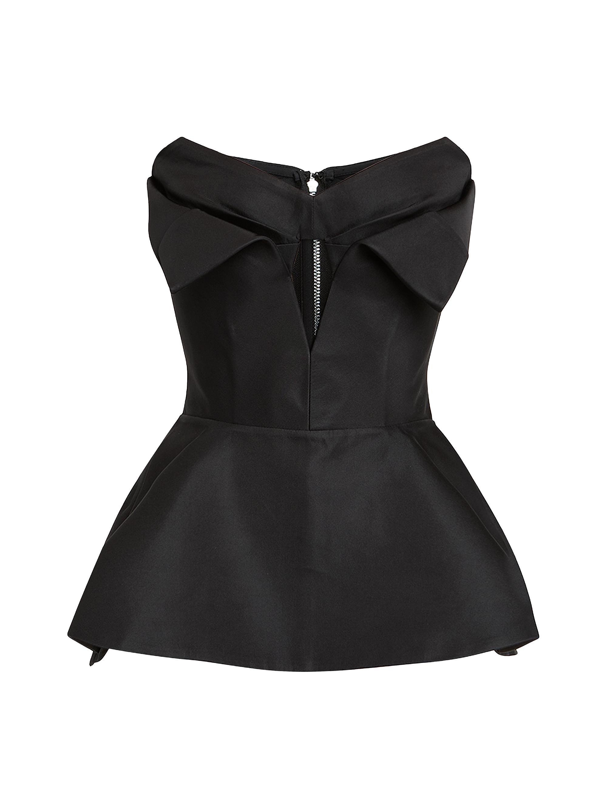 McQueen Women's Stretch-Silk Bustier Peplum Top - Black