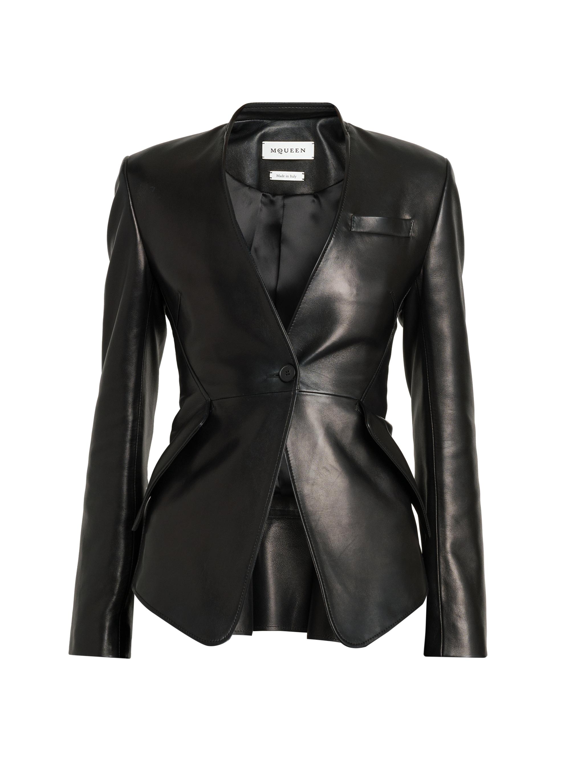 McQueen Peplum Leather Tailored Jacket | Saks Fifth Avenue