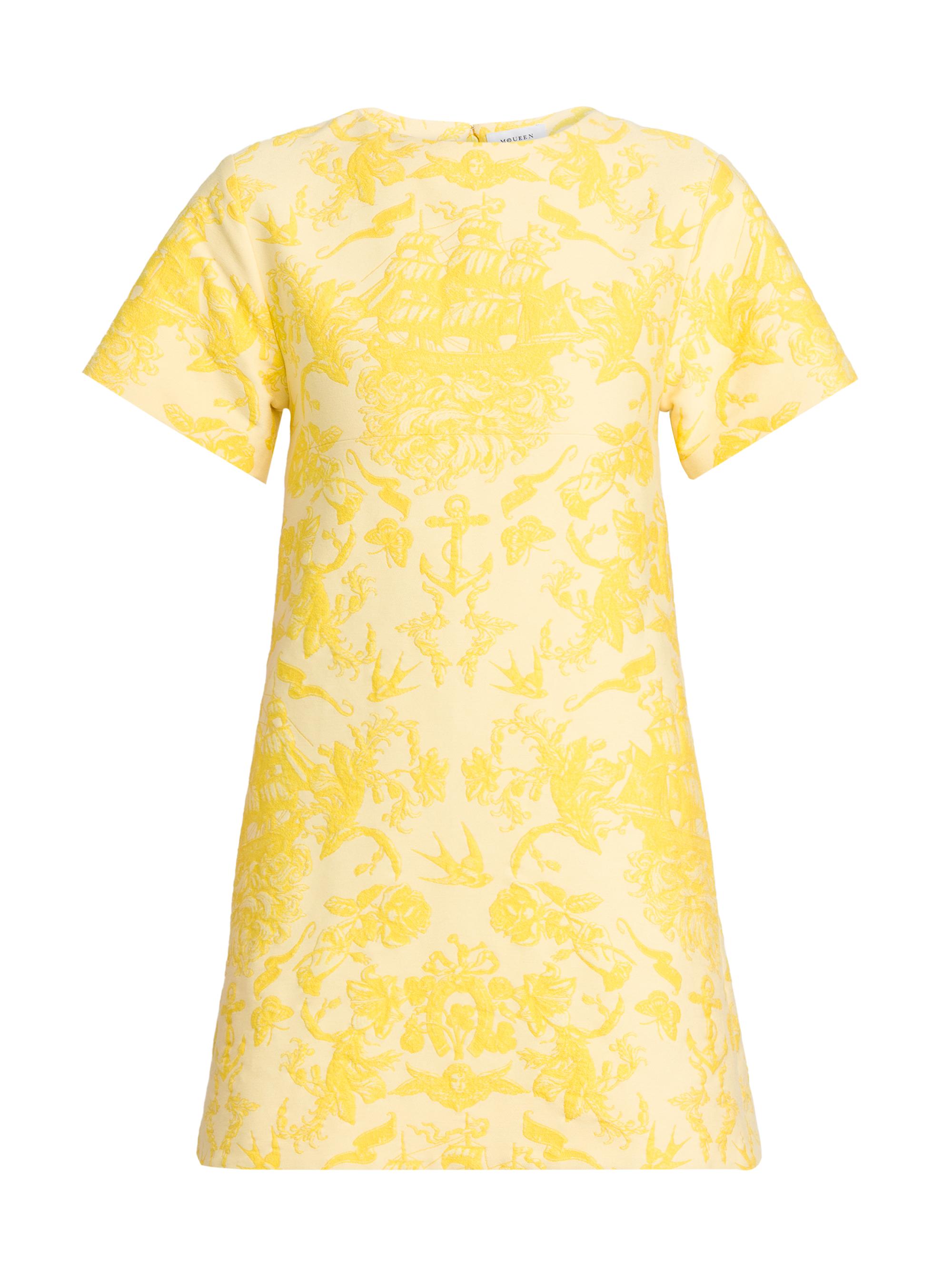 McQueen Women's Day Floral Wool Minidress - Yellow