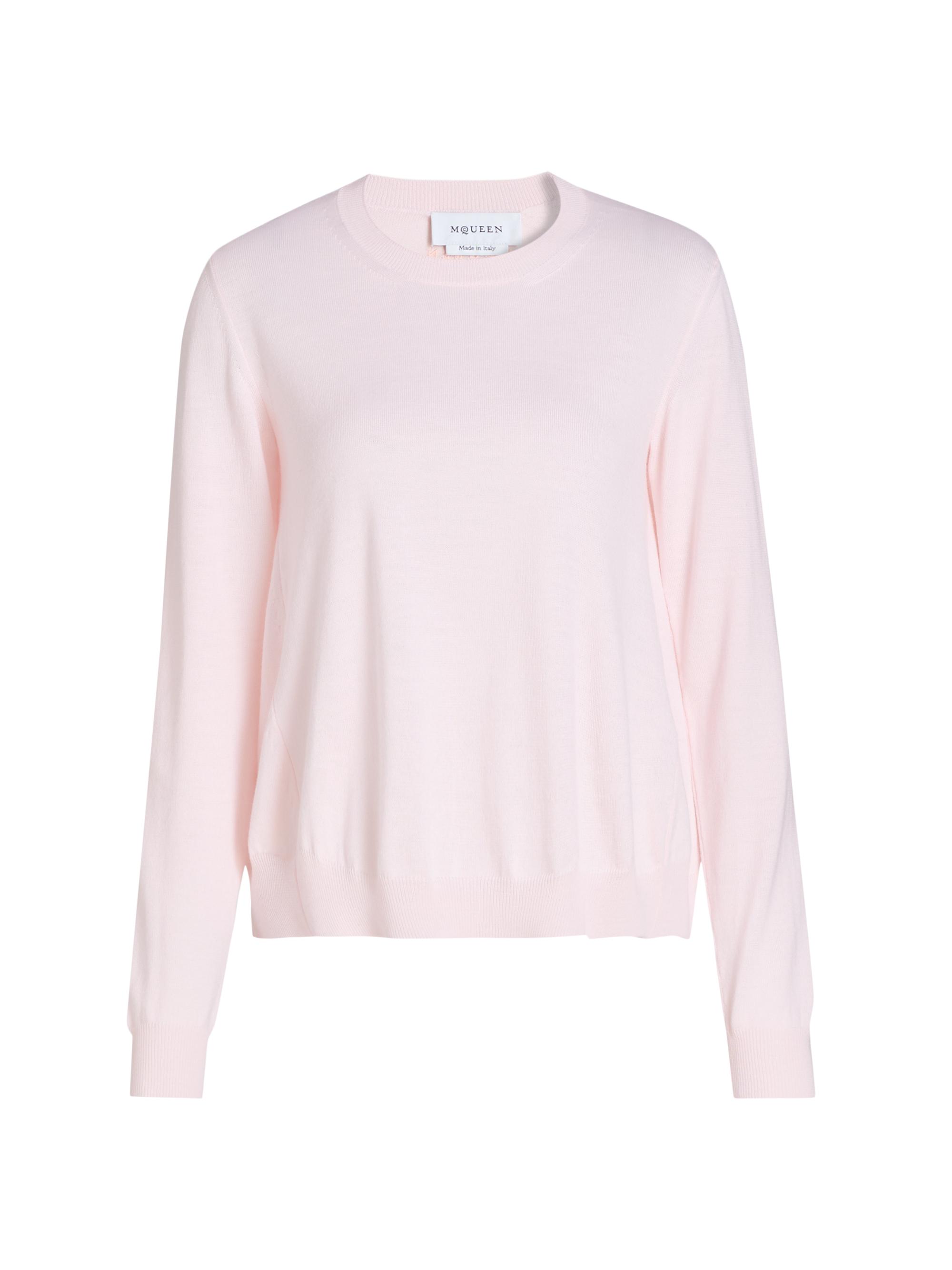 McQueen Women's Volume Crewneck Wool Jumper - Rose