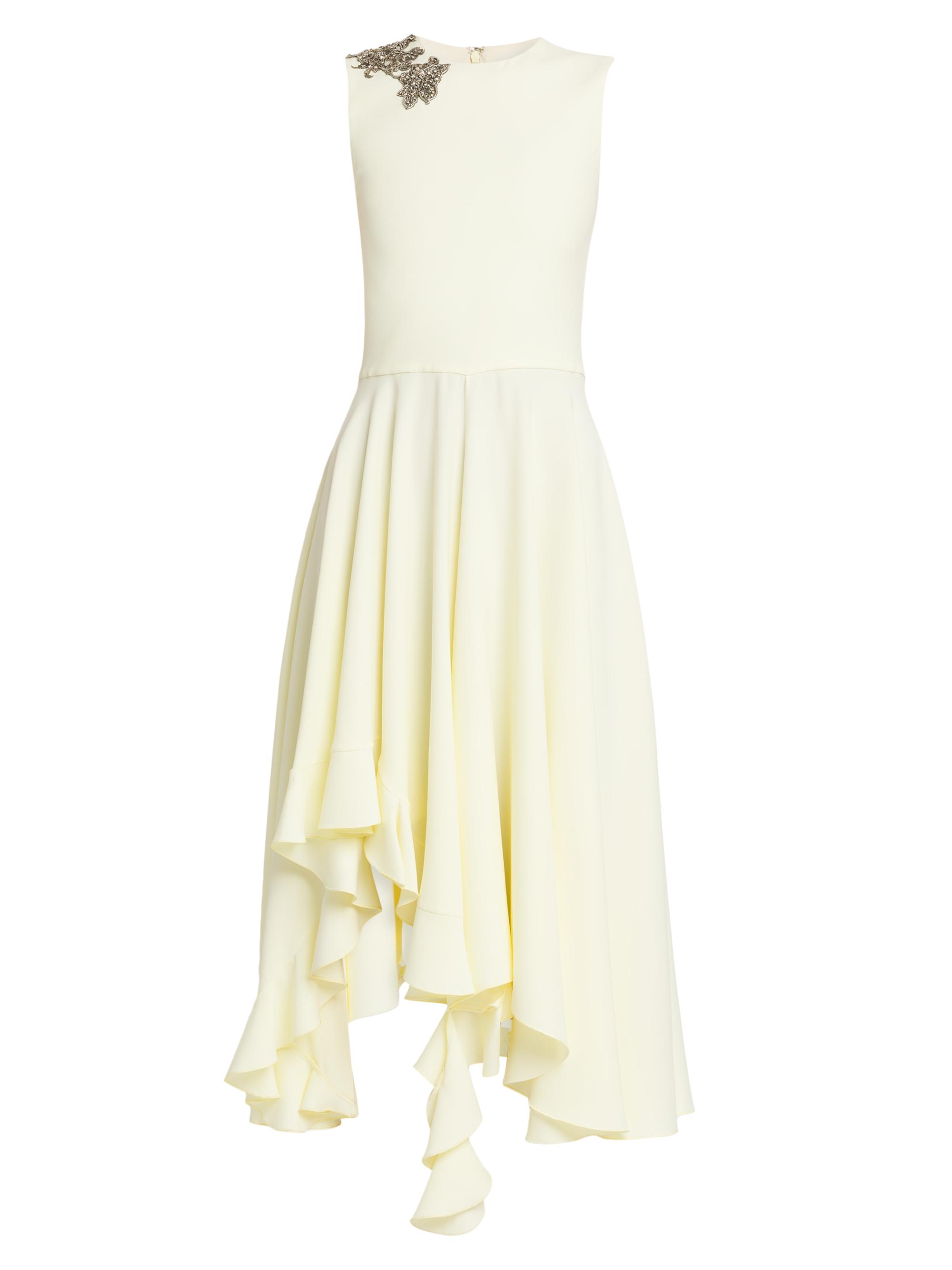 McQueen Women's Day Shoulder-Embellished Asymmetric Midi-Dress - Pear
