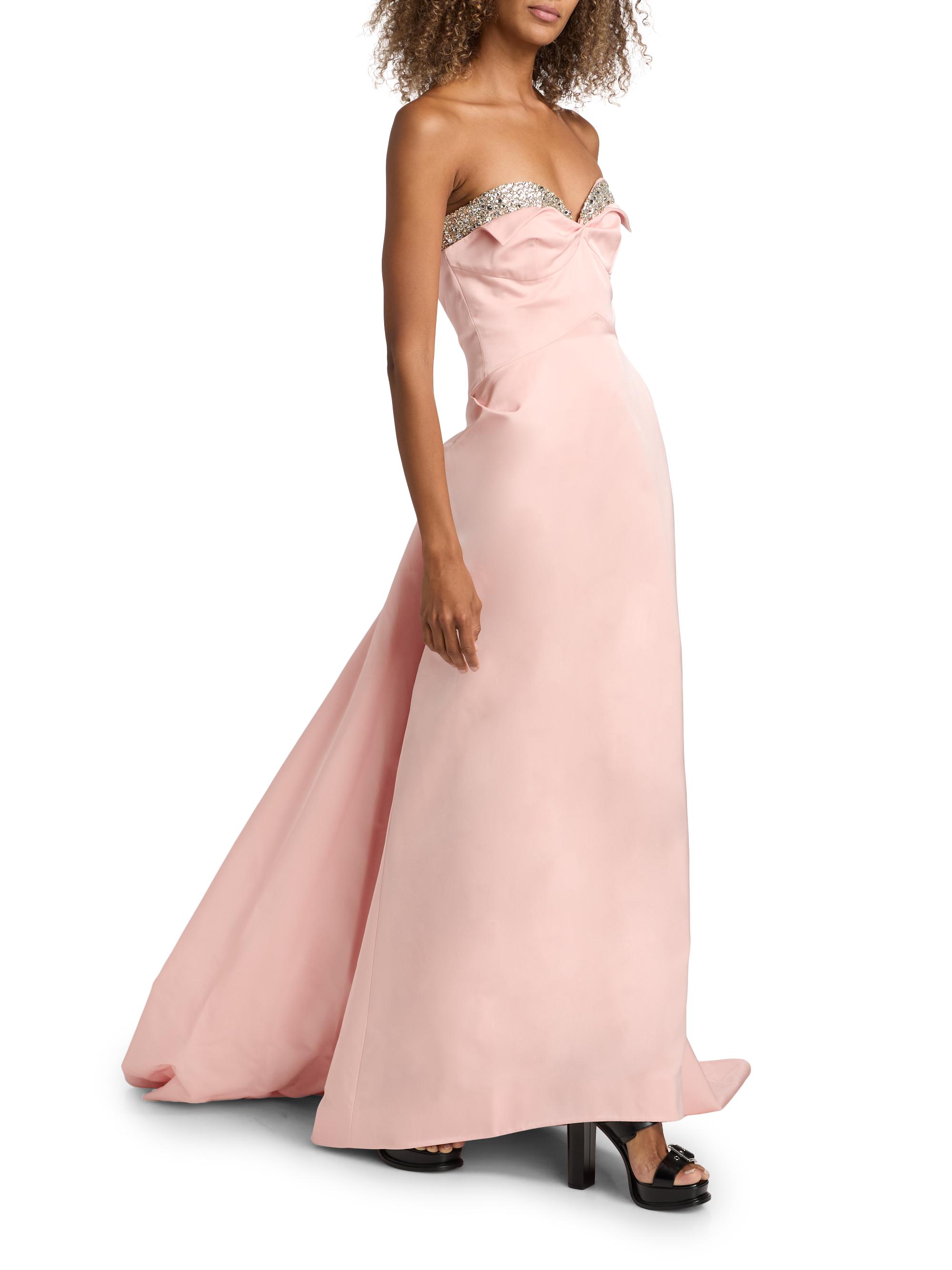 McQueen Crystal Embroidered Silk-Blend Duchess Evening Gown | Saks