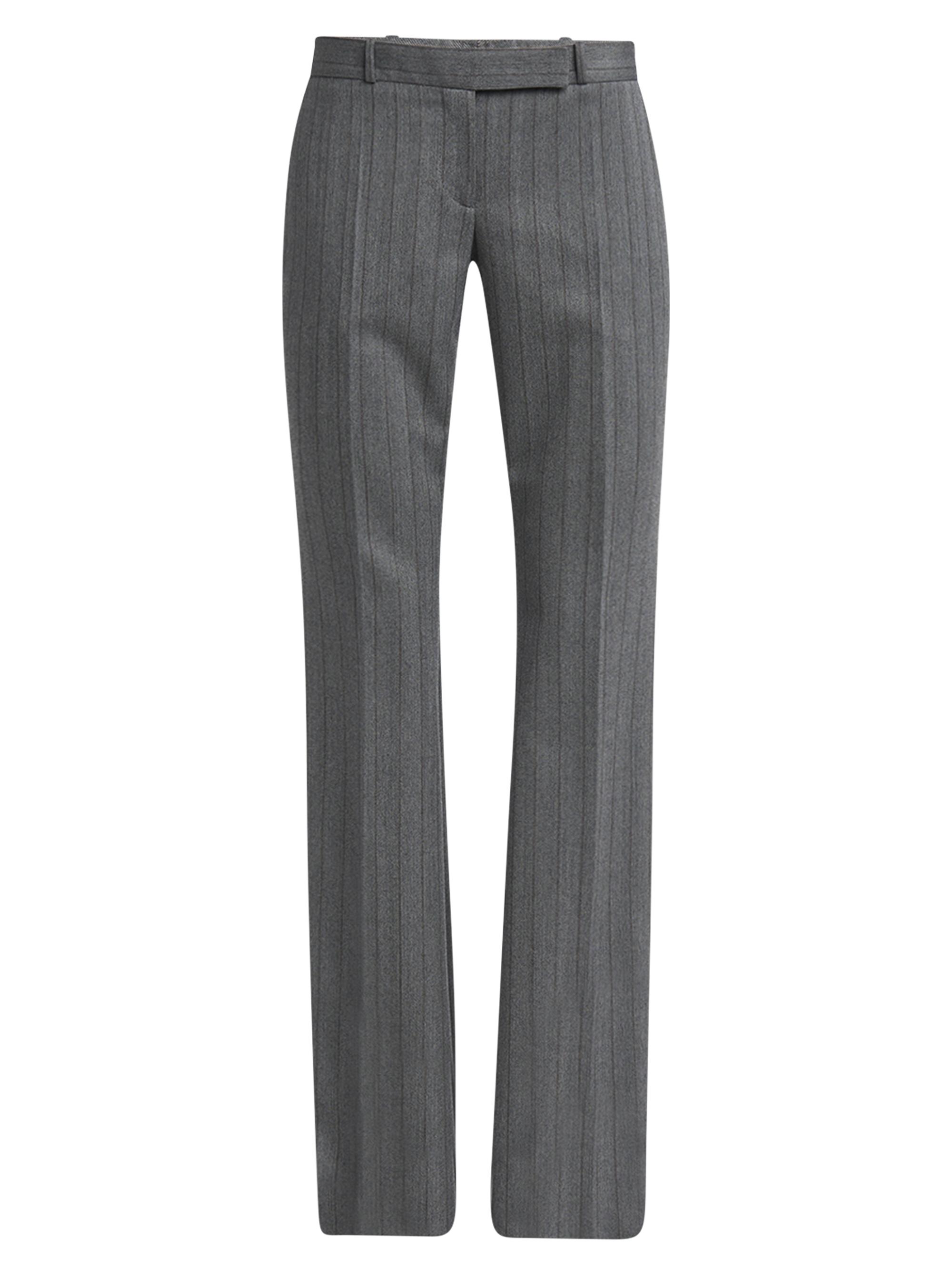 McQueen Women's Herringbone Stripe Wool Trousers - Grey