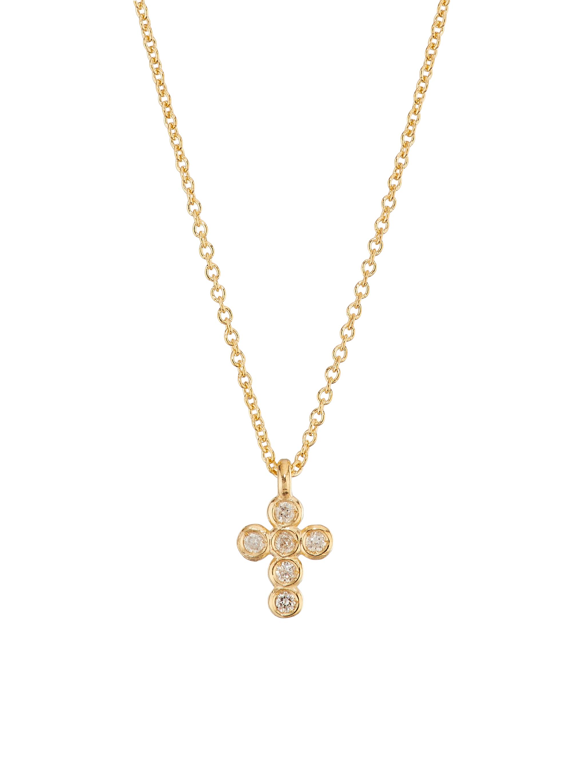Saks Fifth Avenue Collection Women's 14K Yellow Gold & 0.03 TCW Diamond Cross Pendant Necklace - Yellow Gold