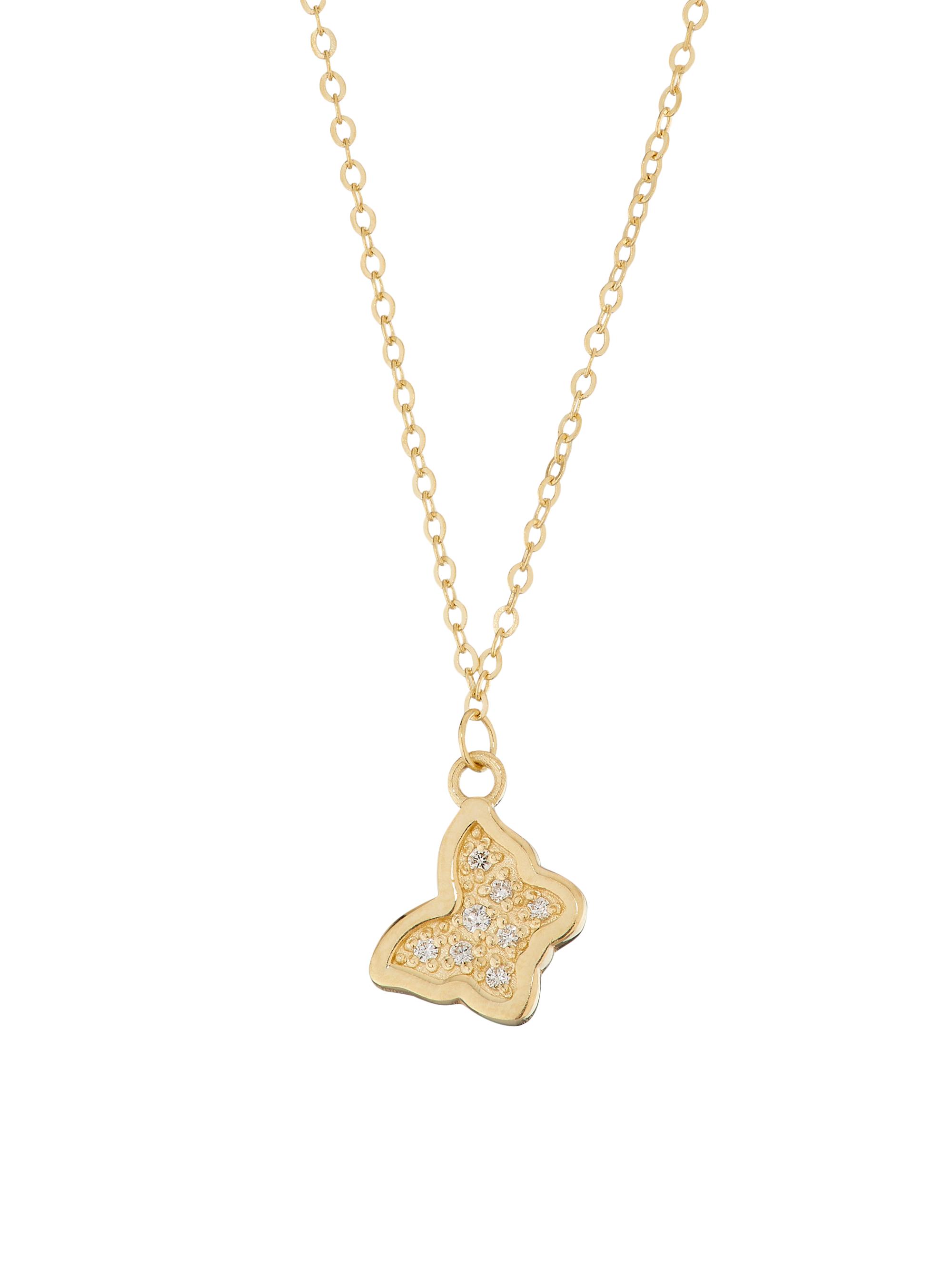 Saks Fifth Avenue Collection Women's 14K Yellow Gold & 0.08 TCW Diamond Butterfly Pendant Necklace - Yellow Gold