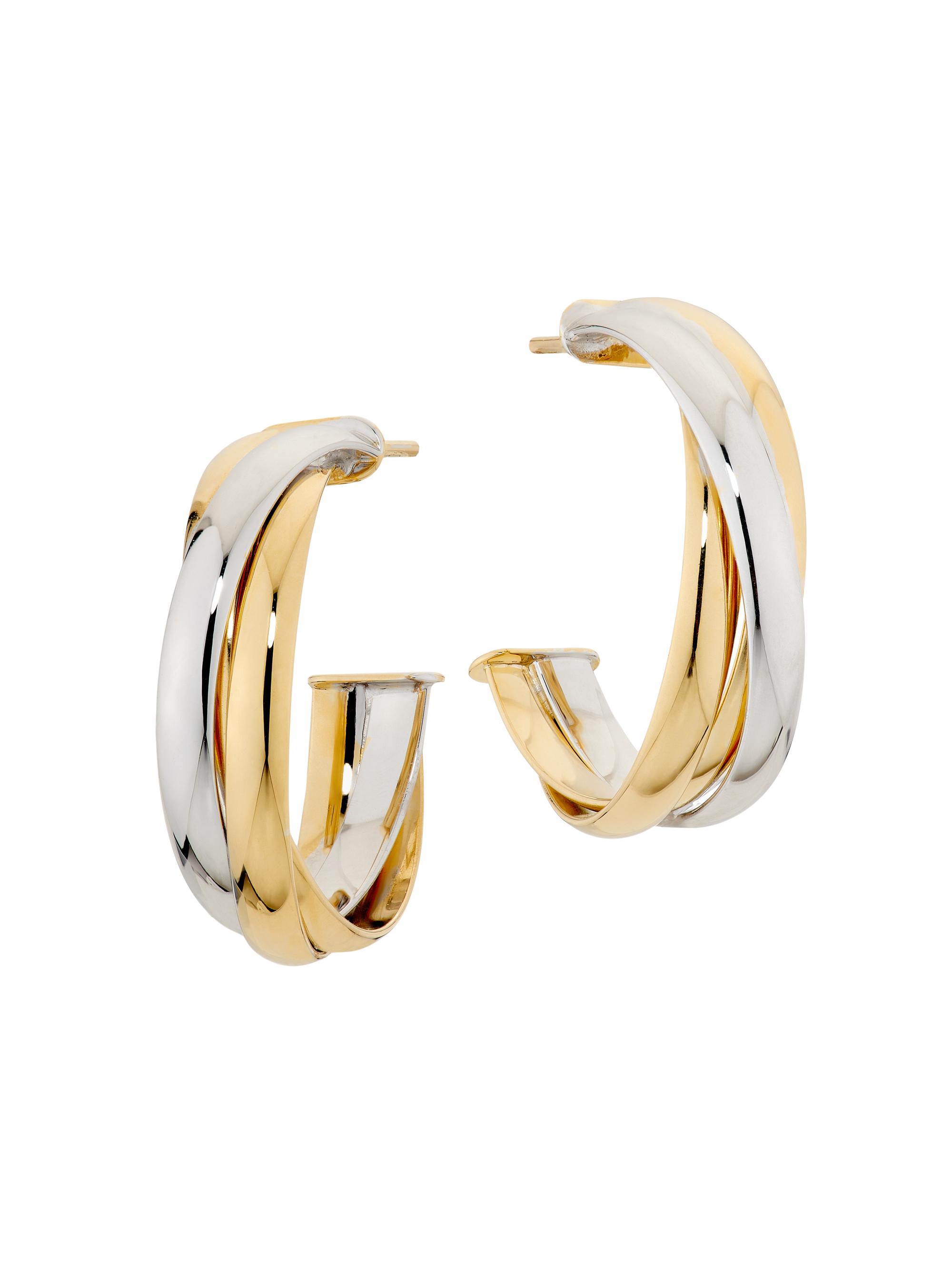 Saks Fifth Avenue Collection Women's Two-Tone 14K Gold Triple-Hoop Earrings/6.4MM x 24.7MM - Yellow And White Gold