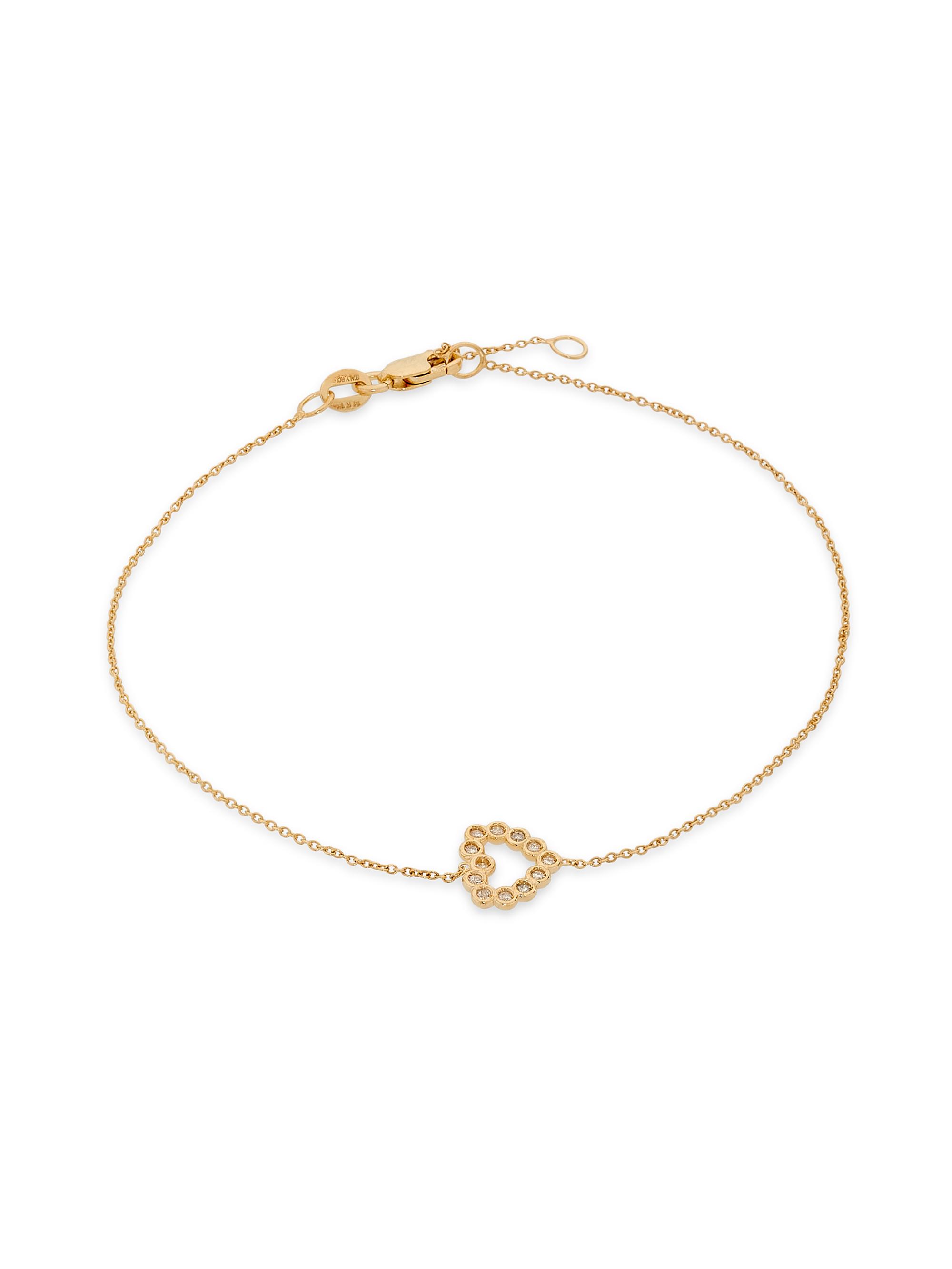 Saks Fifth Avenue Collection Women's 14K Yellow Gold & 0.06 TCW Diamond Heart Bracelet - Yellow Gold