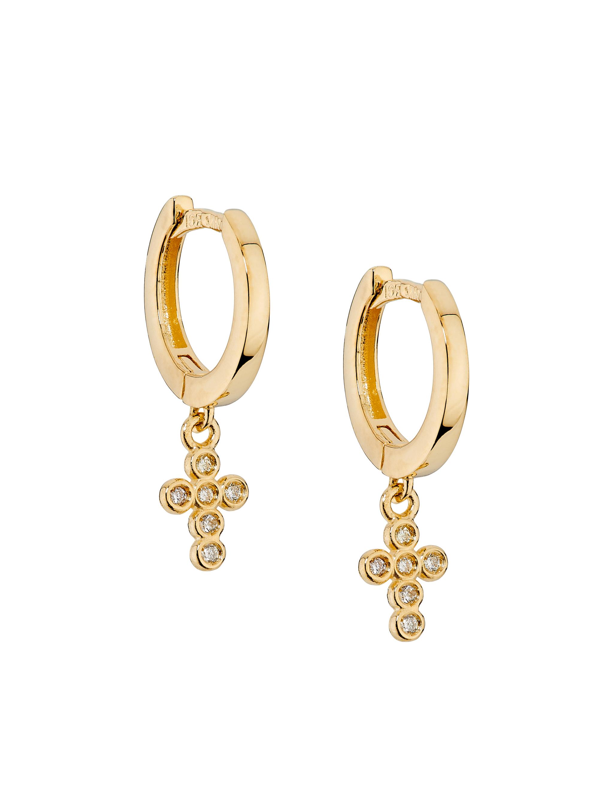 Saks Fifth Avenue Collection Women's 14K Yellow Gold & 0.06 TCW Diamond Cross Drop Earrings - Yellow Gold
