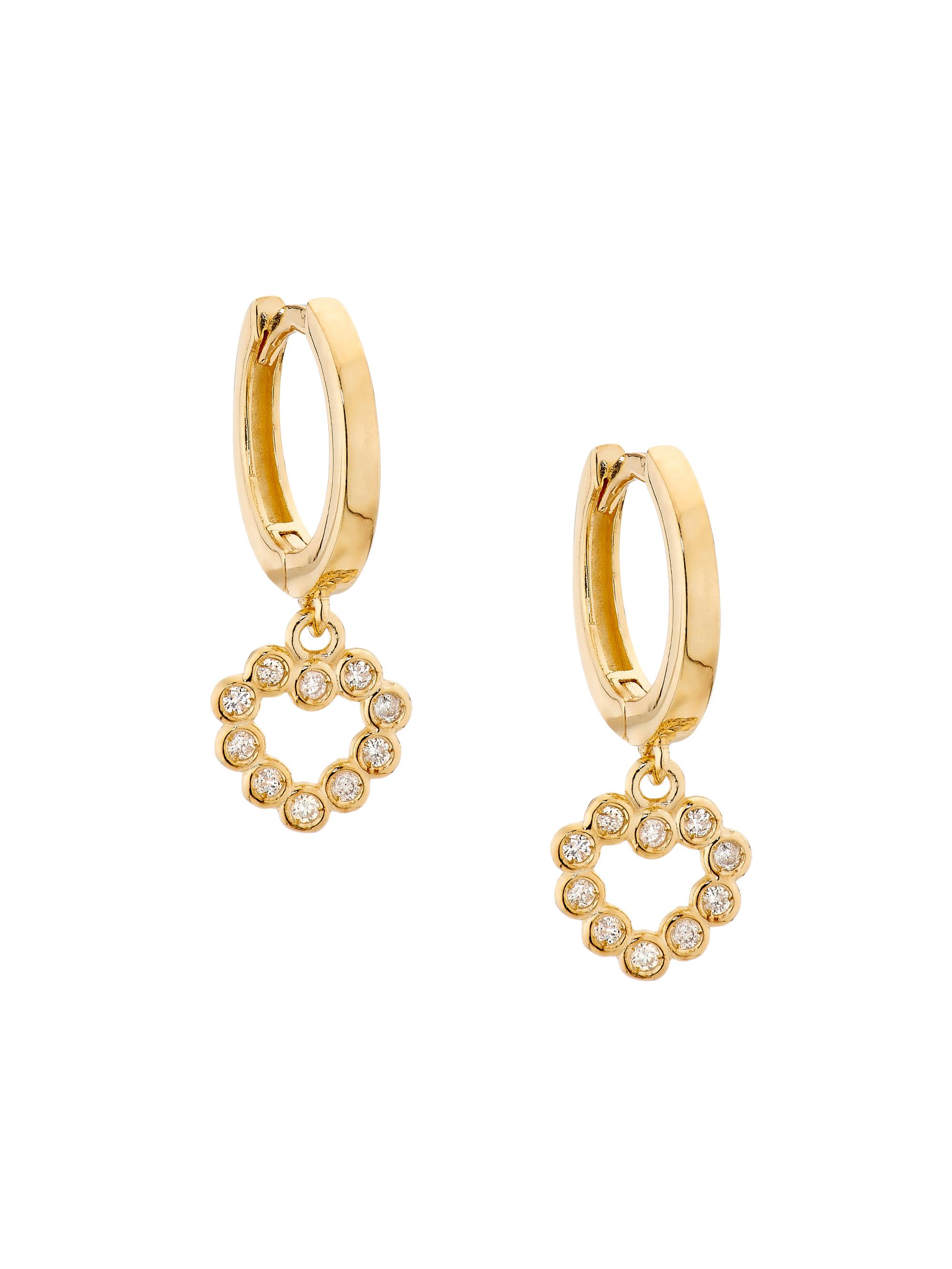 Saks Fifth Avenue Collection Women's 14K Yellow Gold & 0.10 TCW Diamond Heart Drop Earrings - Yellow Gold