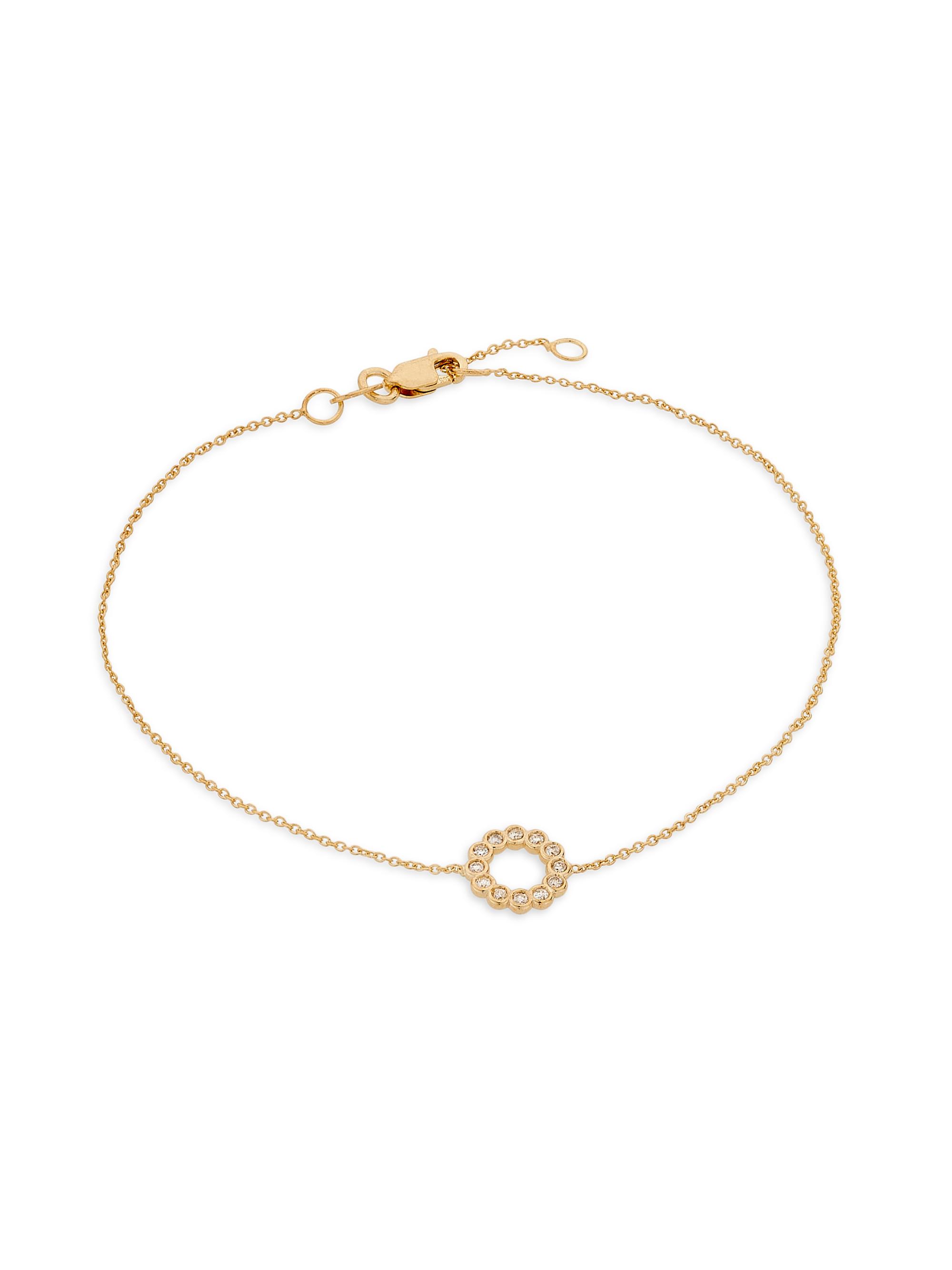Saks Fifth Avenue Collection Women's 14K Yellow Gold & 0.06 TCW Diamond Circle Charm Bracelet - Yellow Gold