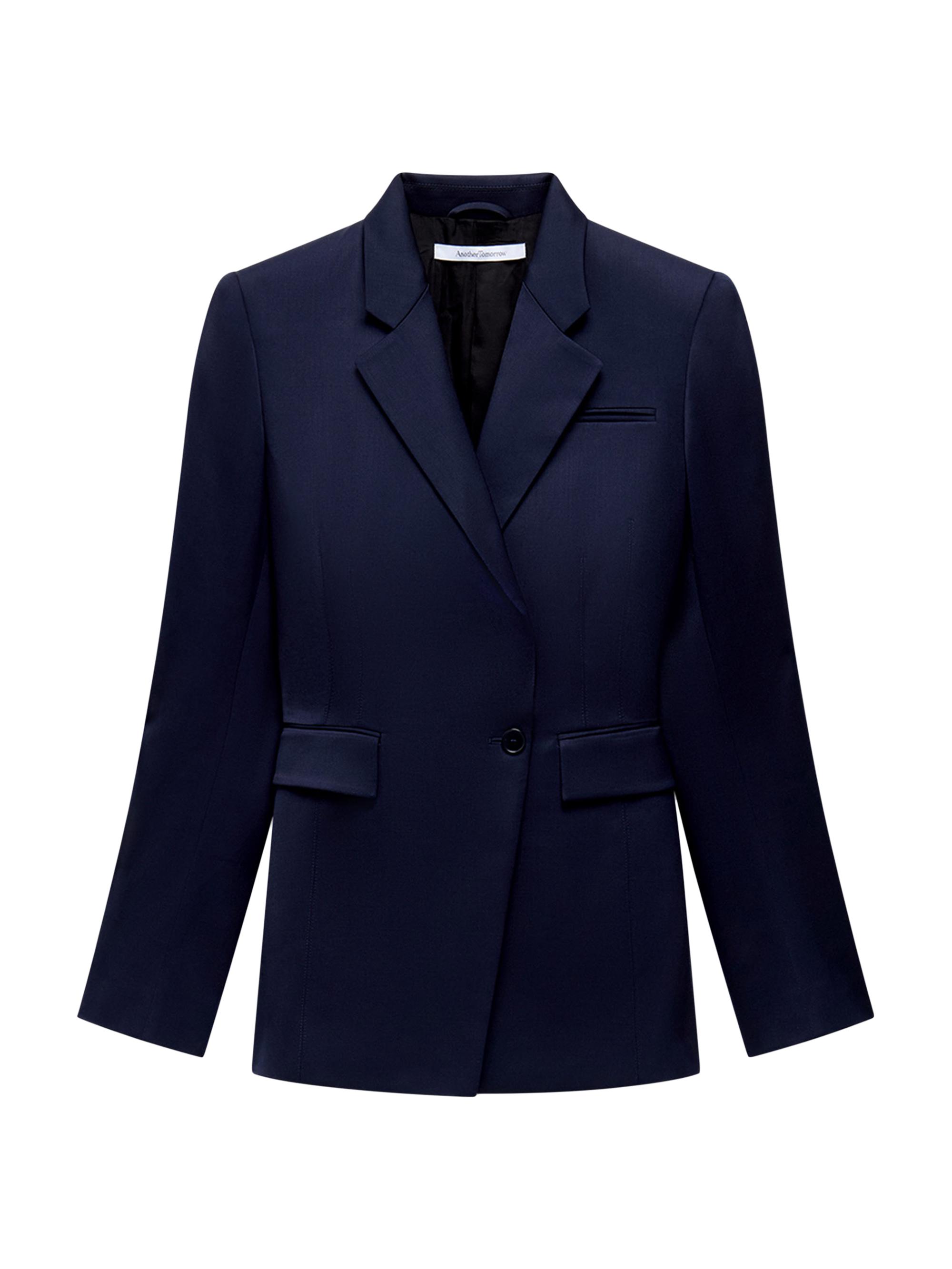 Another Tomorrow Women's Seamed Waist Jacket - Navy