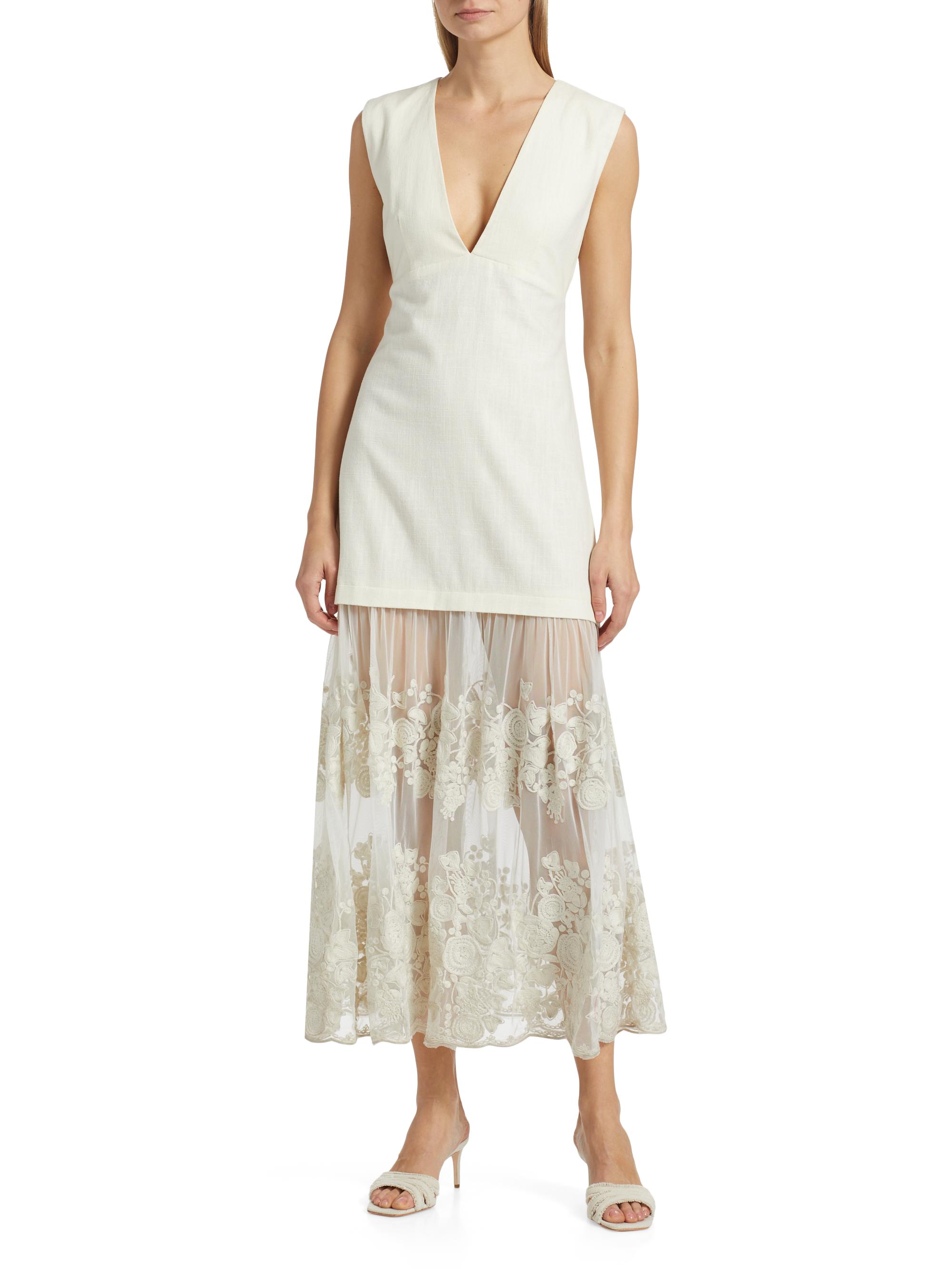 Arielle Lace Linen Midi-Dress
