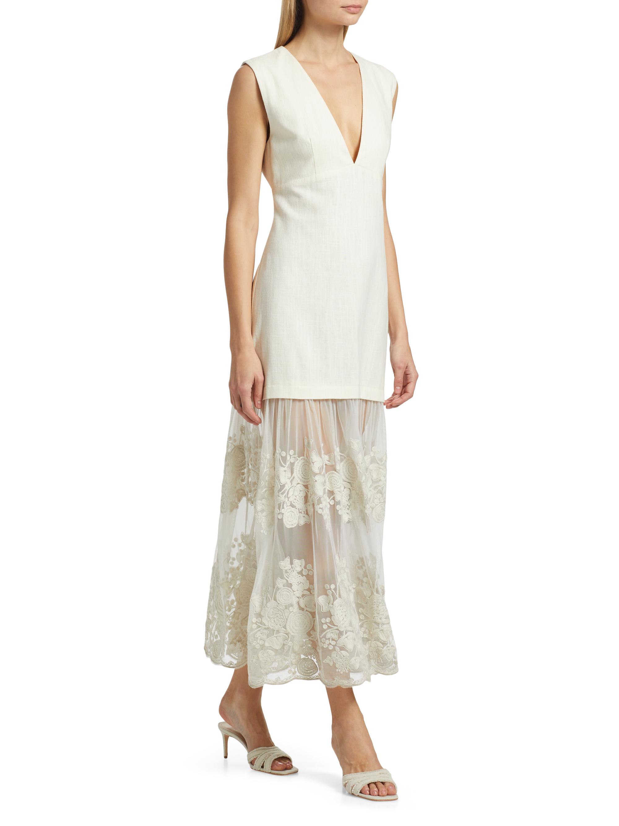 Arielle Lace Linen Midi-Dress