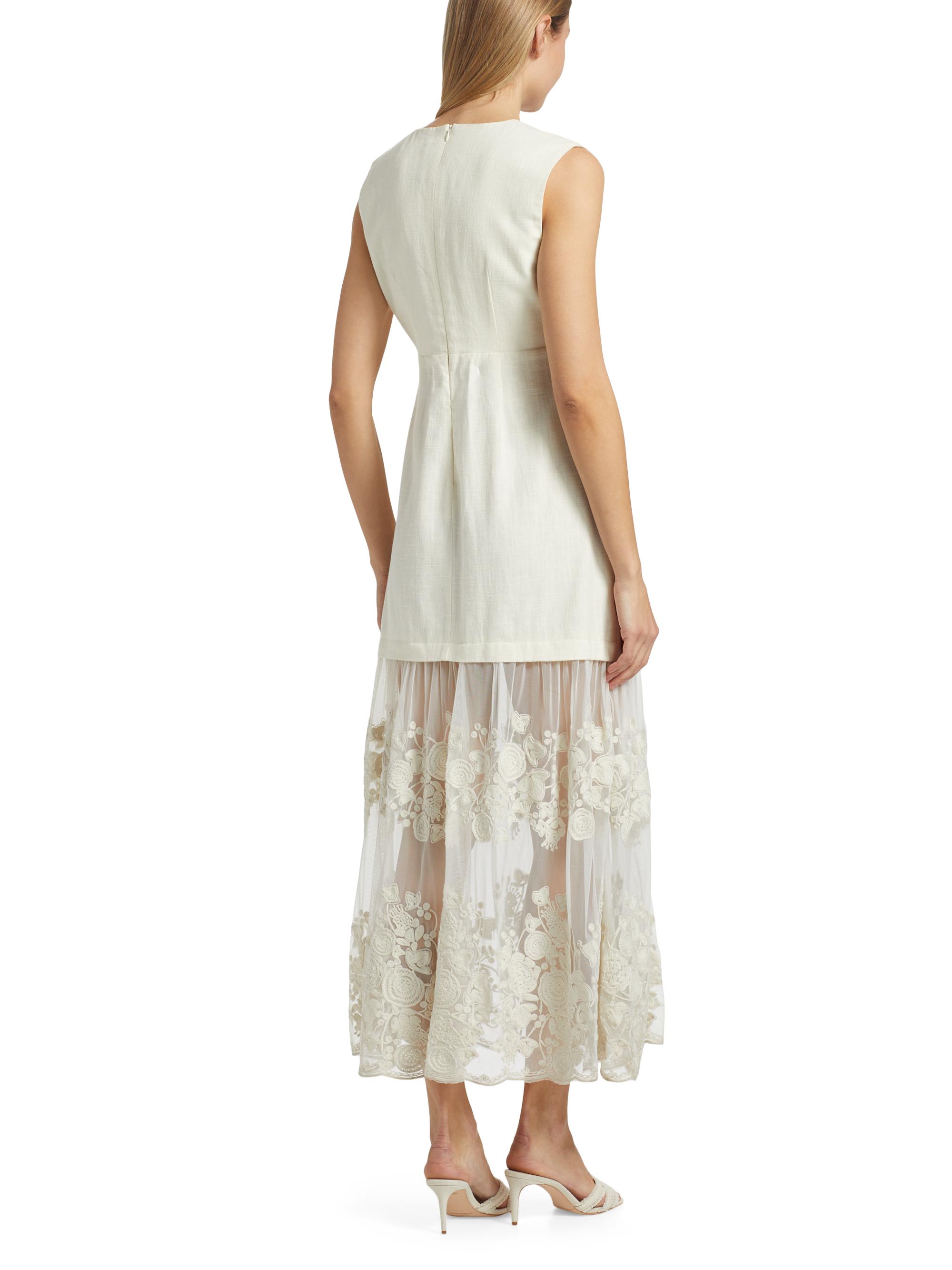 Arielle Lace Linen Midi-Dress