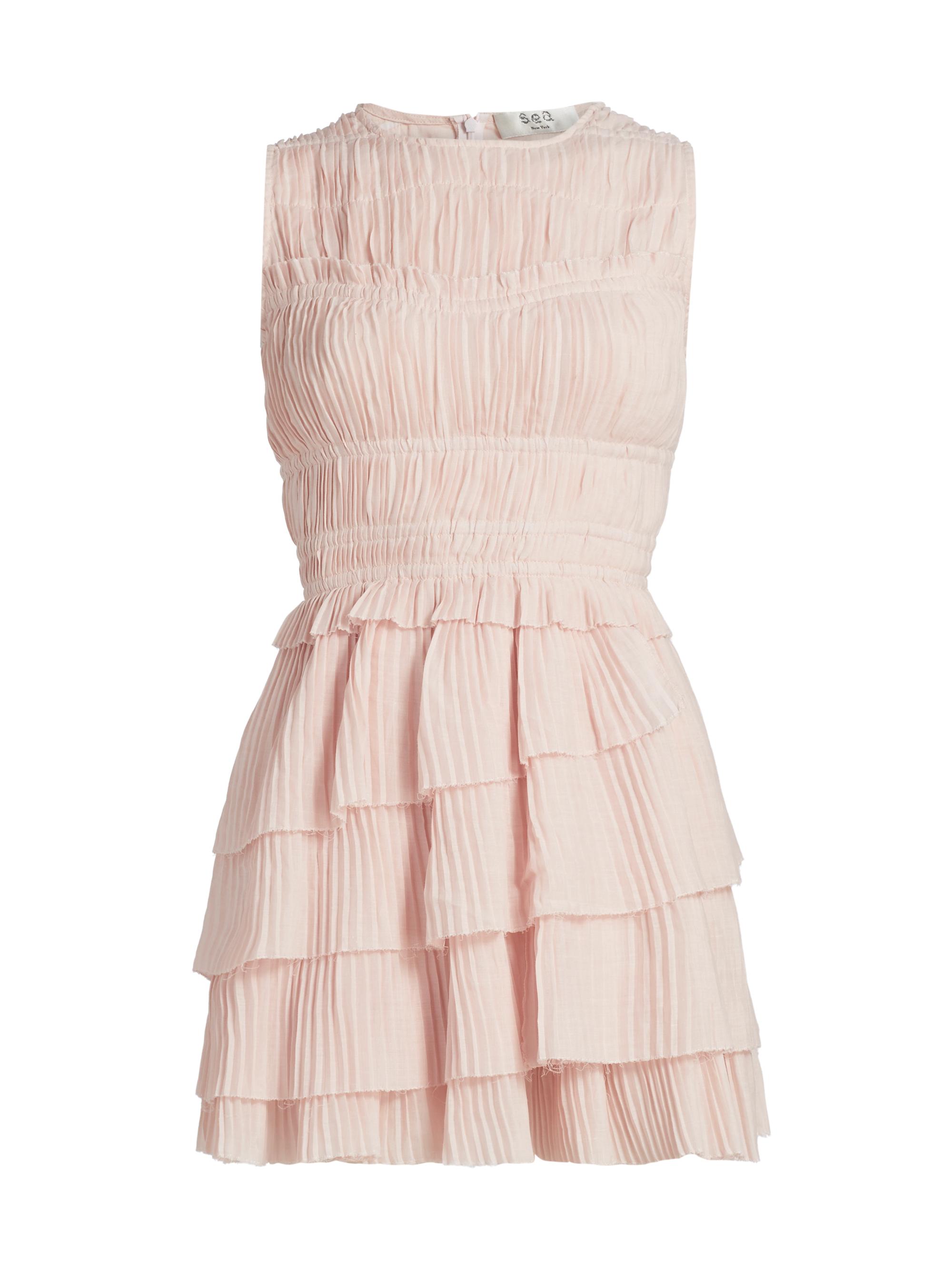 Sea Women's Thalia Pleated Sleeveless Minidress - Blush