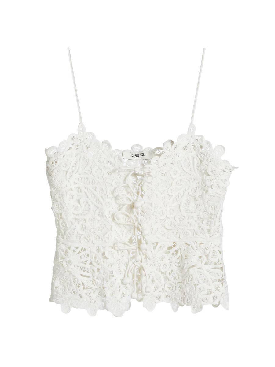 eriniyan⭐︎ 断捨離中♡Plage TAFTA CAMI サロペ Sea Lyla Soutache Cotton Floral Lace Camisole | Saks Fifth
