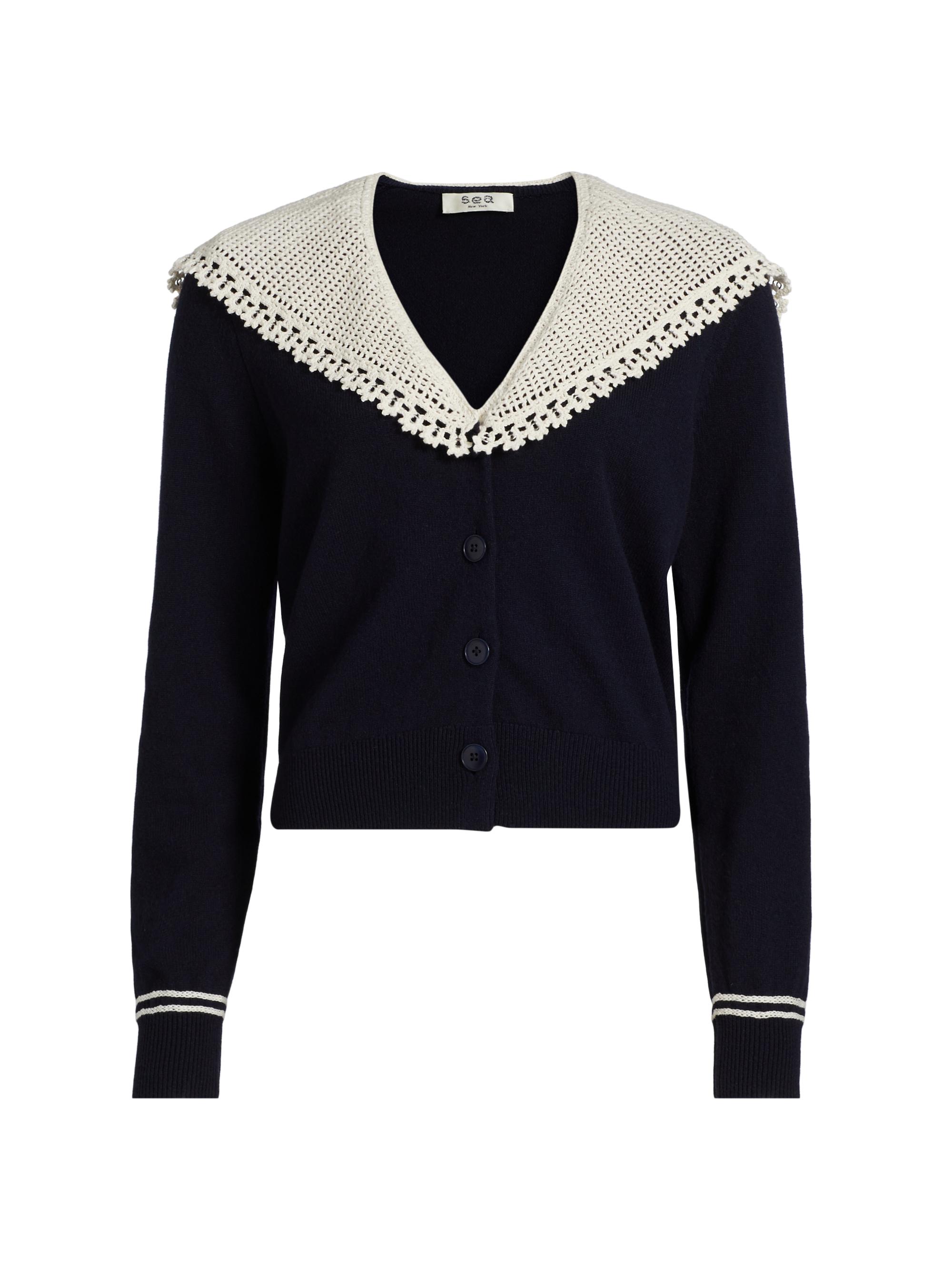 Sea Marie Embroidered Wool Knit Cardigan | Saks Fifth Avenue