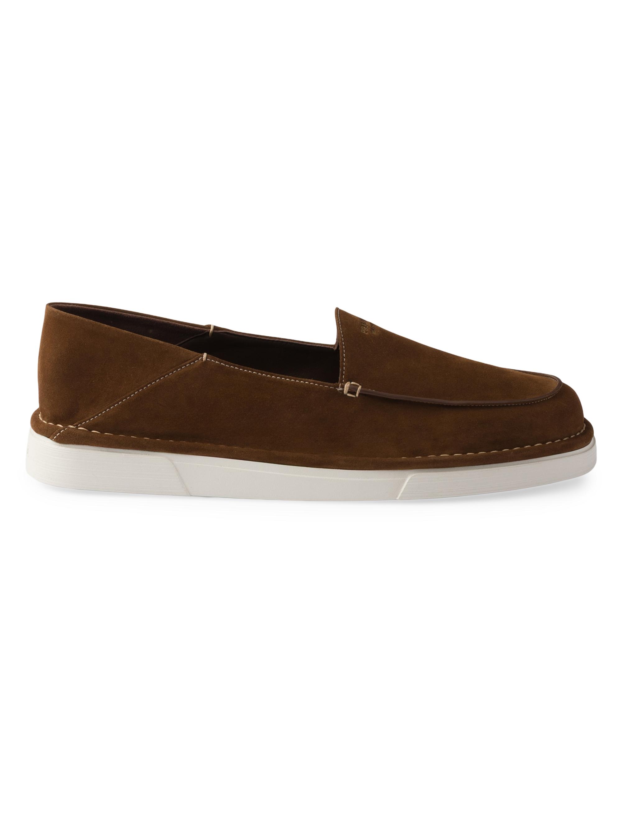 Prada Men's Suede Slip-On Loafers - Brown