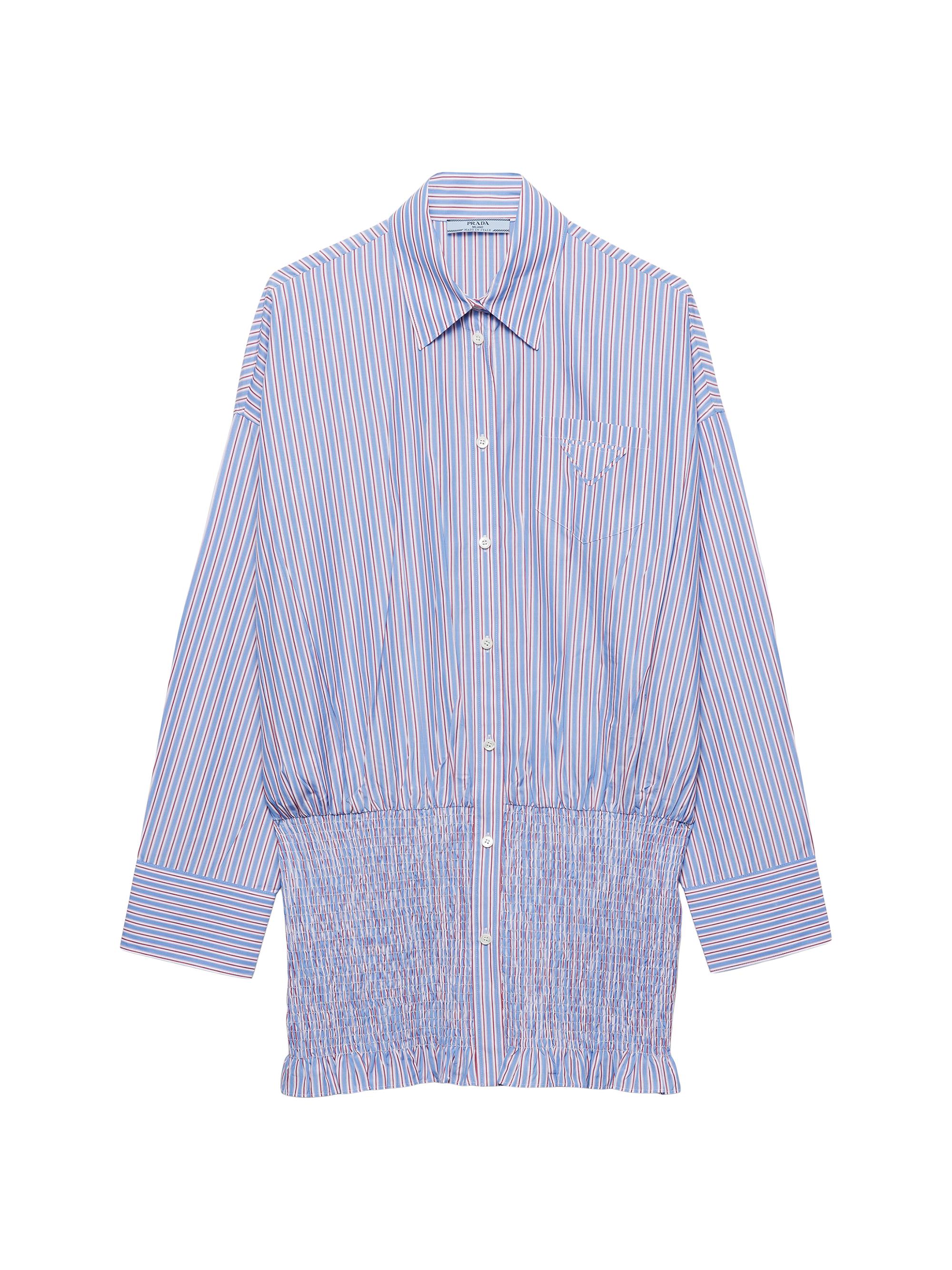 Prada Women's Striped Poplin Shirt - Blue