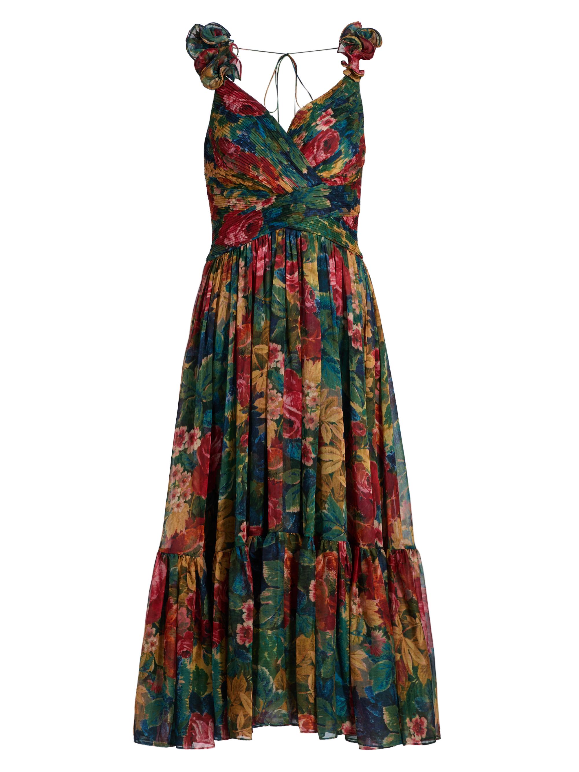 Theia Women's Tate Floral Chiffon Ruffle Cocktail Dress - Tapestry Roses