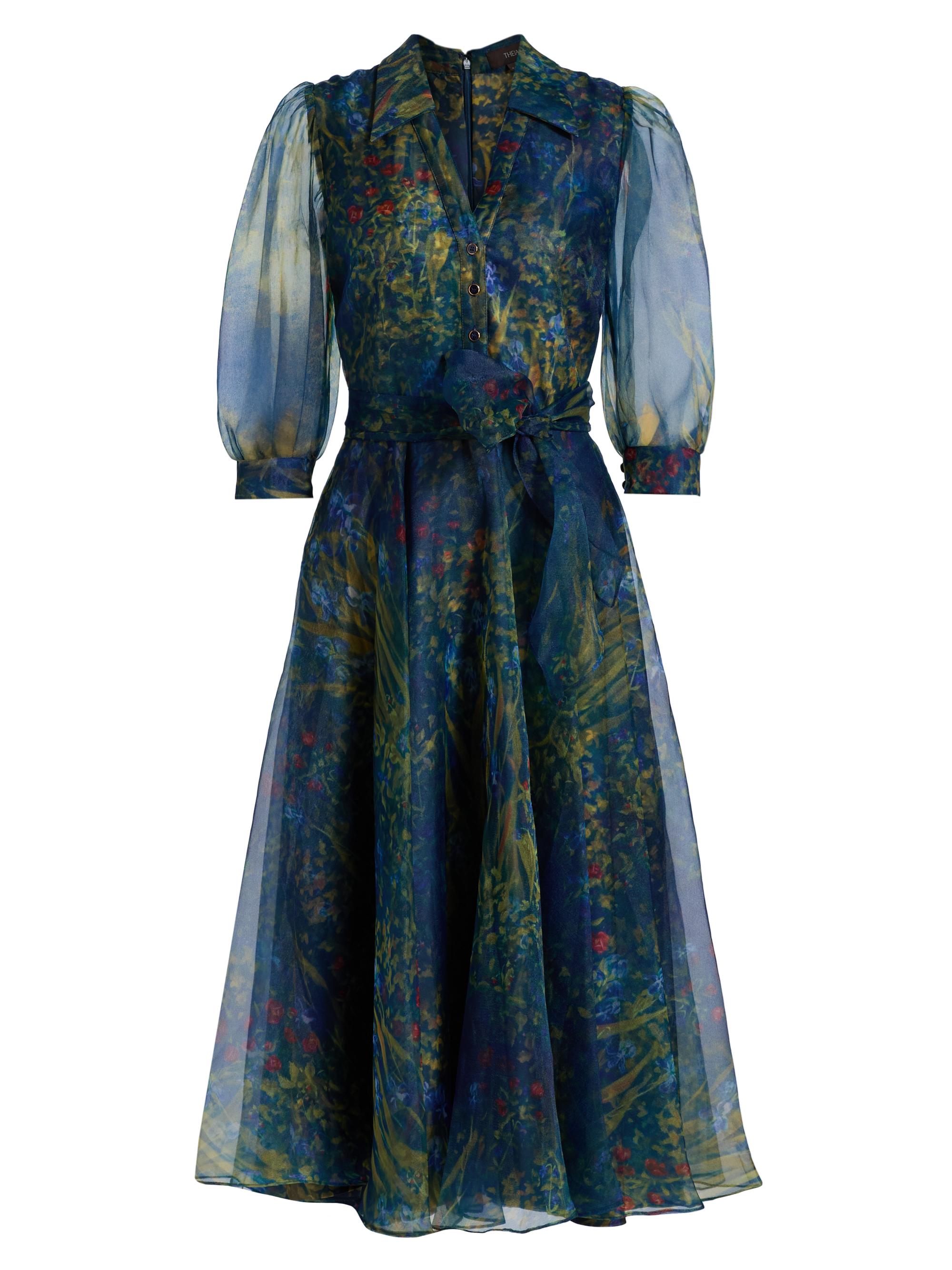 Theia Women's Winnie Floral Organza Midi-Dress - Herbarium