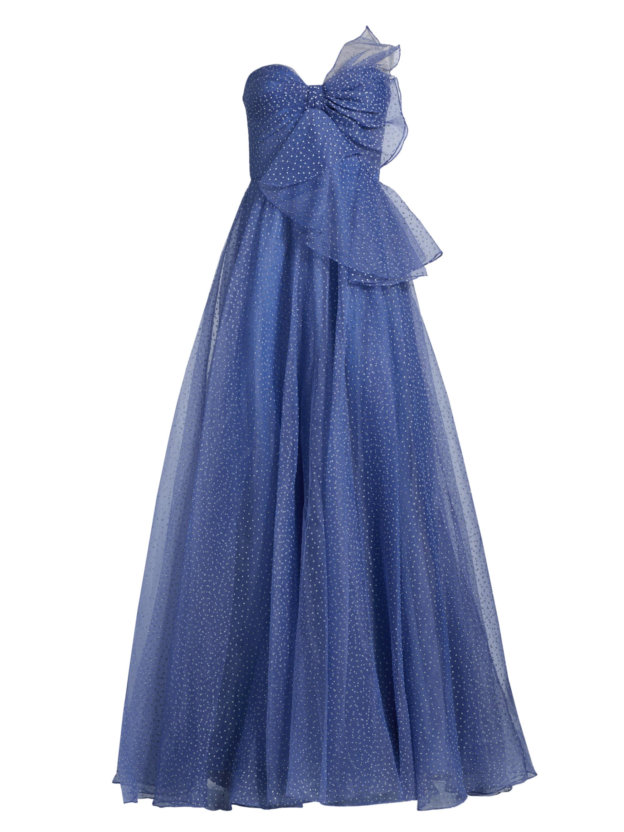 Theia Women's Joanna Draped Bow Organza Gown - Periwinkle